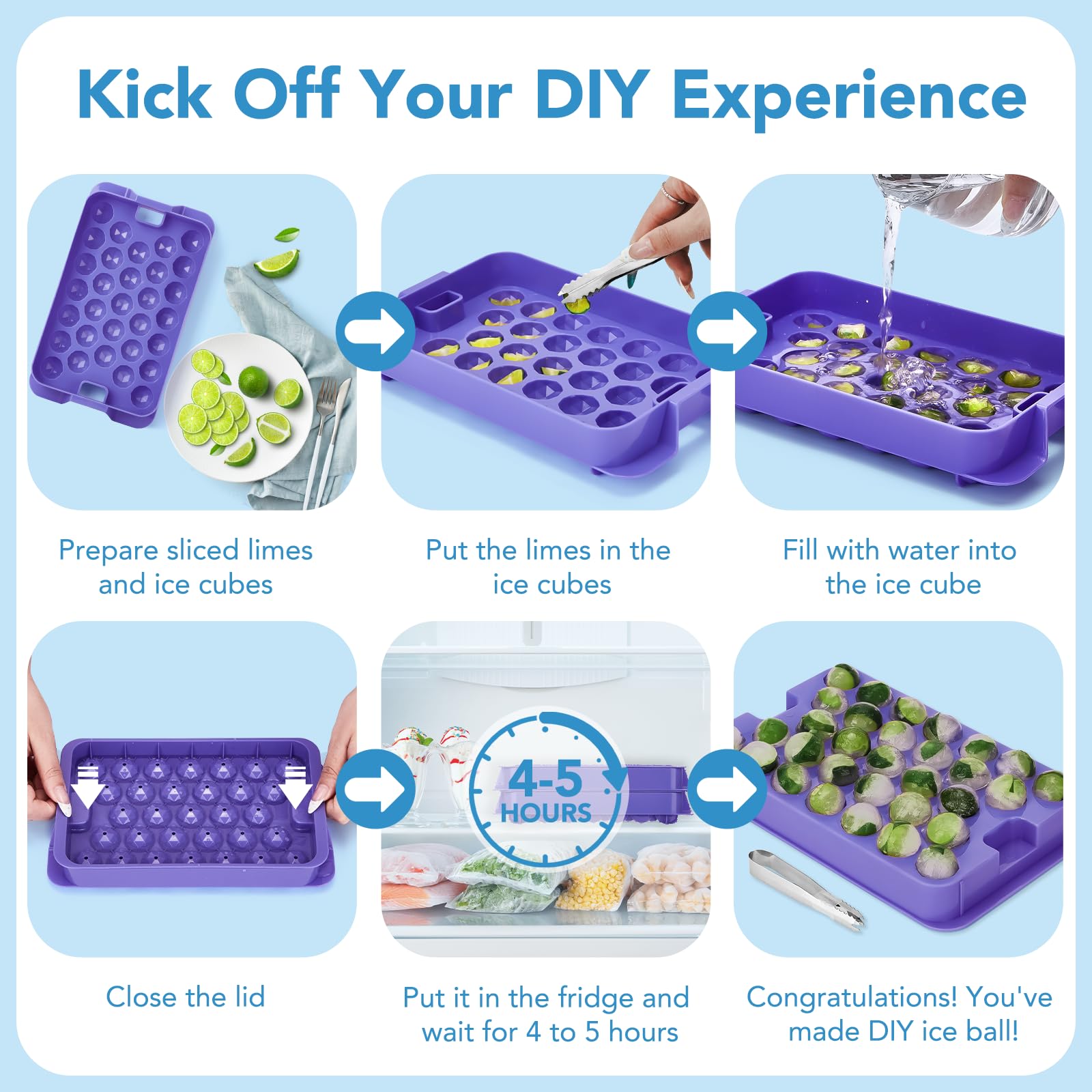 Glotoch Ice Cube Tray for Freezer with Bin BPA Free Plastic, Round Diamond Shape Mini 1 Inch Ice Cube for Coffee,Whiskey,Cocktail, Easy Release Ice Cube Mold Set of 2 (Total 62 Mini Ice Balls)