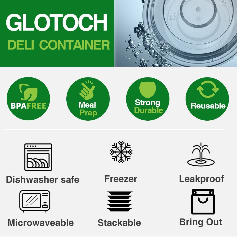 Glotoch Meal Prep Food Container 50 Pack, Disposable with Lids, Durable To Go Containers, for Takeout, Salad , Microwave Safe, BPA-Free, Stackable - 16 OZ
