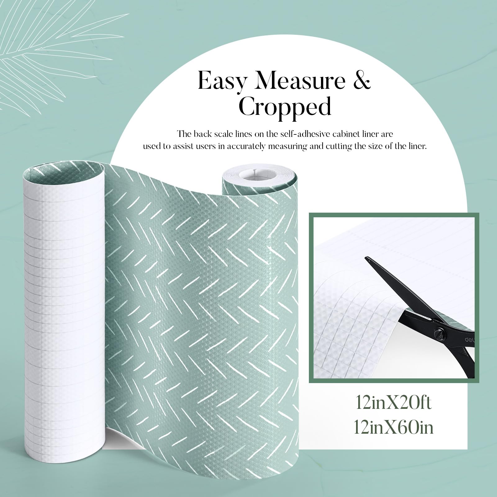 Glotoch Self Adhesive Shelf Liner for Kitchen Cabinets, Renter Friendly Peel and Stick Shlef Liners, Premium Contact Shelf Paper for Drawer, Bathroom, Pantry, Green Herringbone