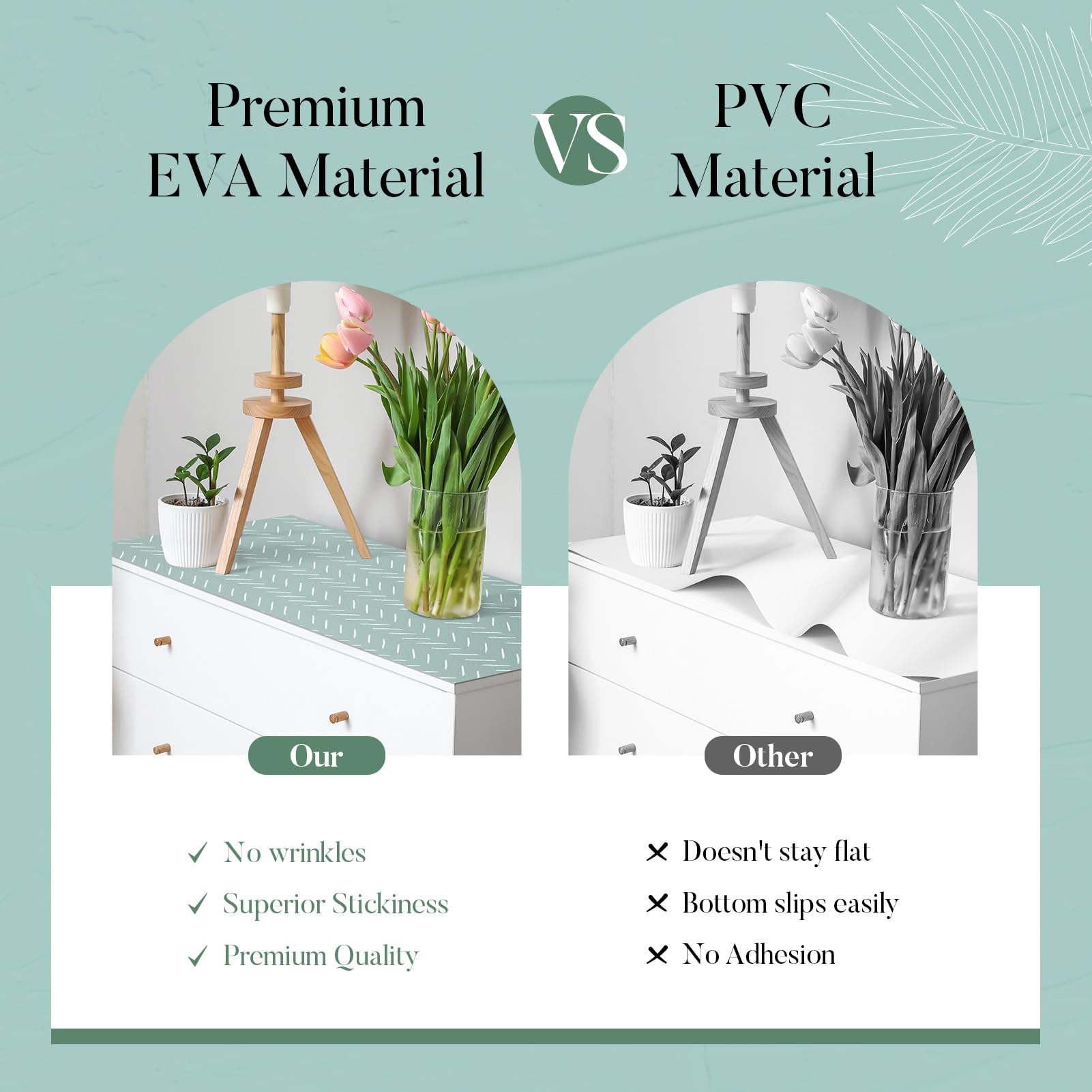 Glotoch Self Adhesive Shelf Liner for Kitchen Cabinets, Renter Friendly Peel and Stick Shlef Liners, Premium Contact Shelf Paper for Drawer, Bathroom, Pantry, Green Herringbone