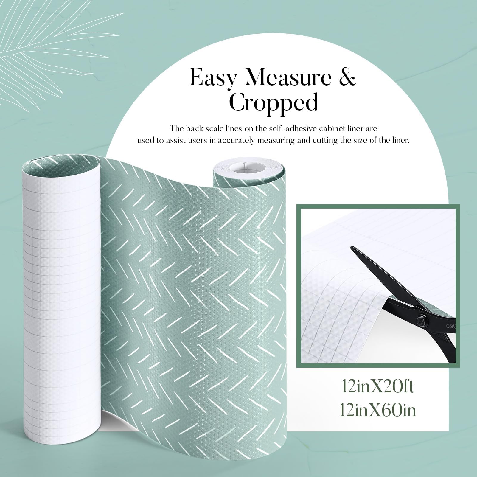 Glotoch Self Adhesive Shelf Liner for Kitchen Cabinets, Renter Friendly Peel and Stick Shlef Liners, Premium Contact Shelf Paper for Drawer, Bathroom, Pantry, Green Herringbone