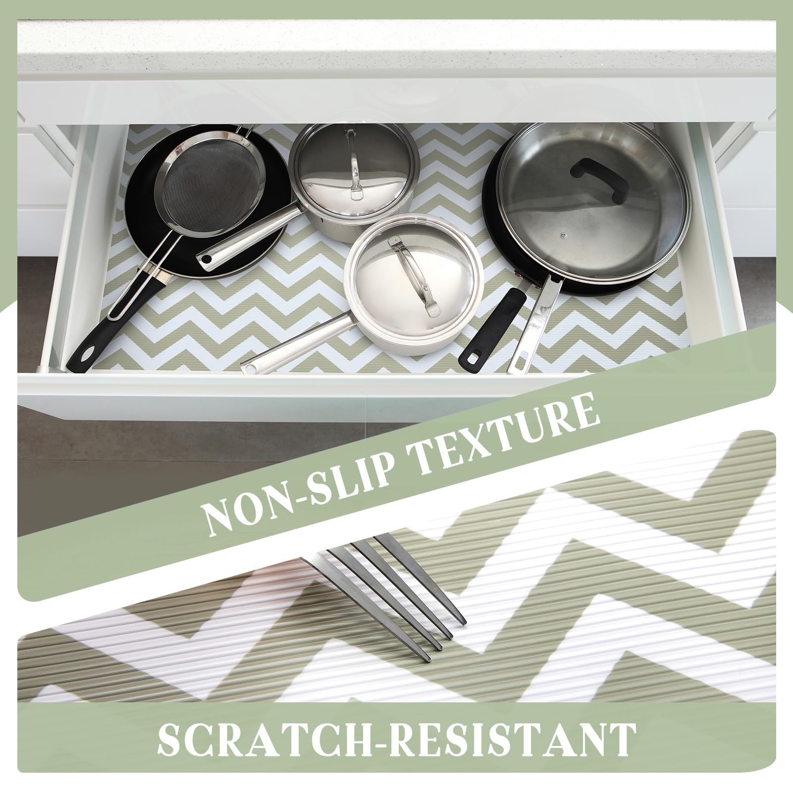 Glotoch Shelf Liner for Kitchen Cabinets Non Adhesive, 12" x20FT(240 Inch) Non Slip Drawer Liners, Waterproof Shelf Paper Closet Liners for Refrigerator Gray