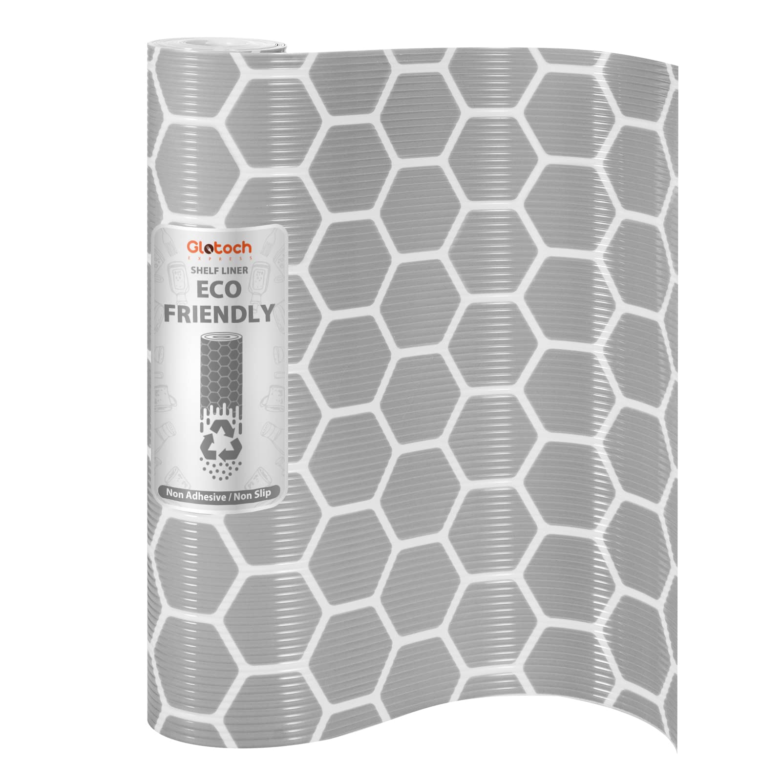 Glotoch Shelf Liner for Kitchen Cabinets Non Adhesive, 12" x20FT(240 Inch) Non Slip Drawer Liners, Waterproof Shelf Paper Closet Liners for Refrigerator Gray