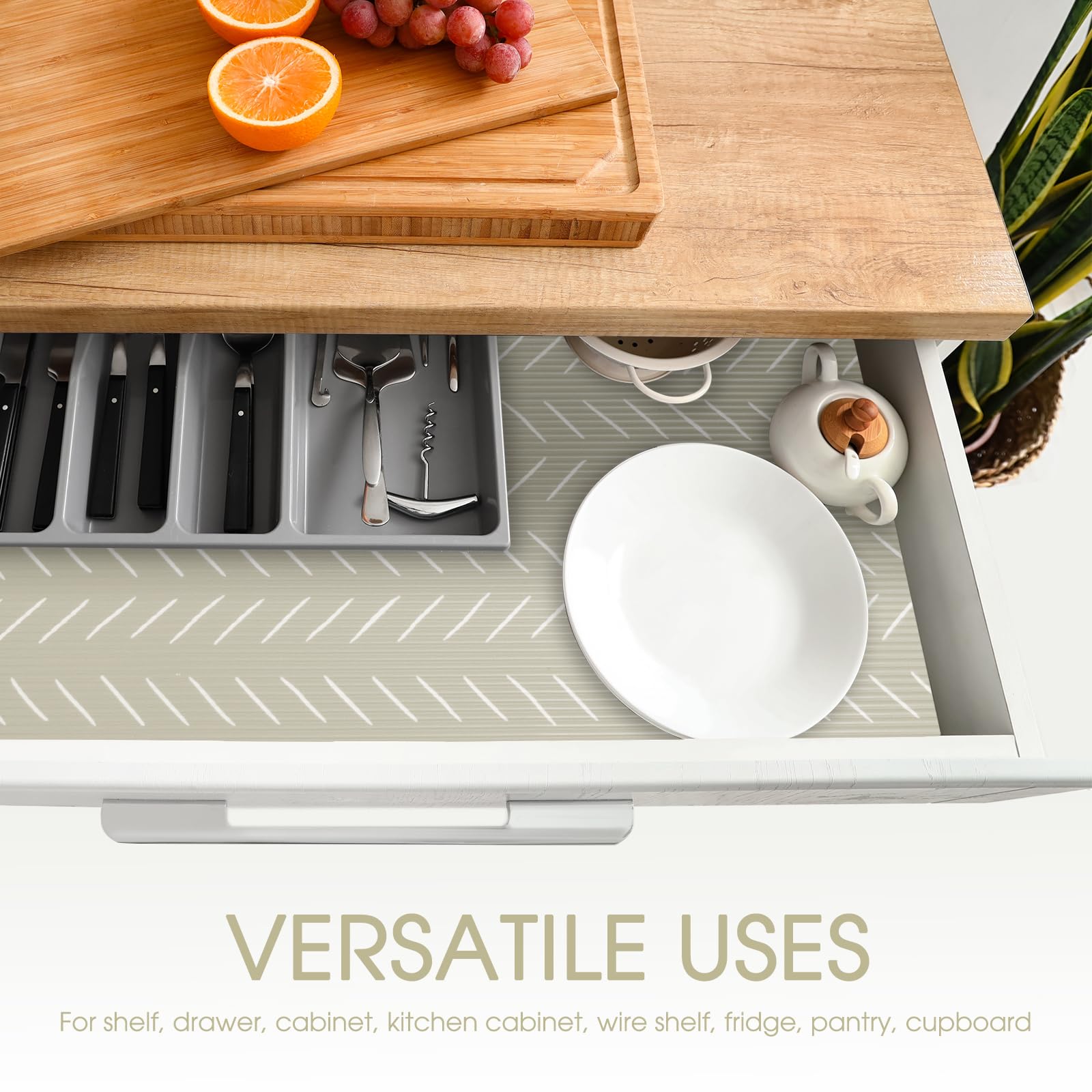 Glotoch Shelf Liner for Kitchen Cabinets Non Adhesive, 12" x20FT(240 Inch) Non Slip Drawer Liners, Waterproof Shelf Paper Closet Liners for Refrigerator Gray