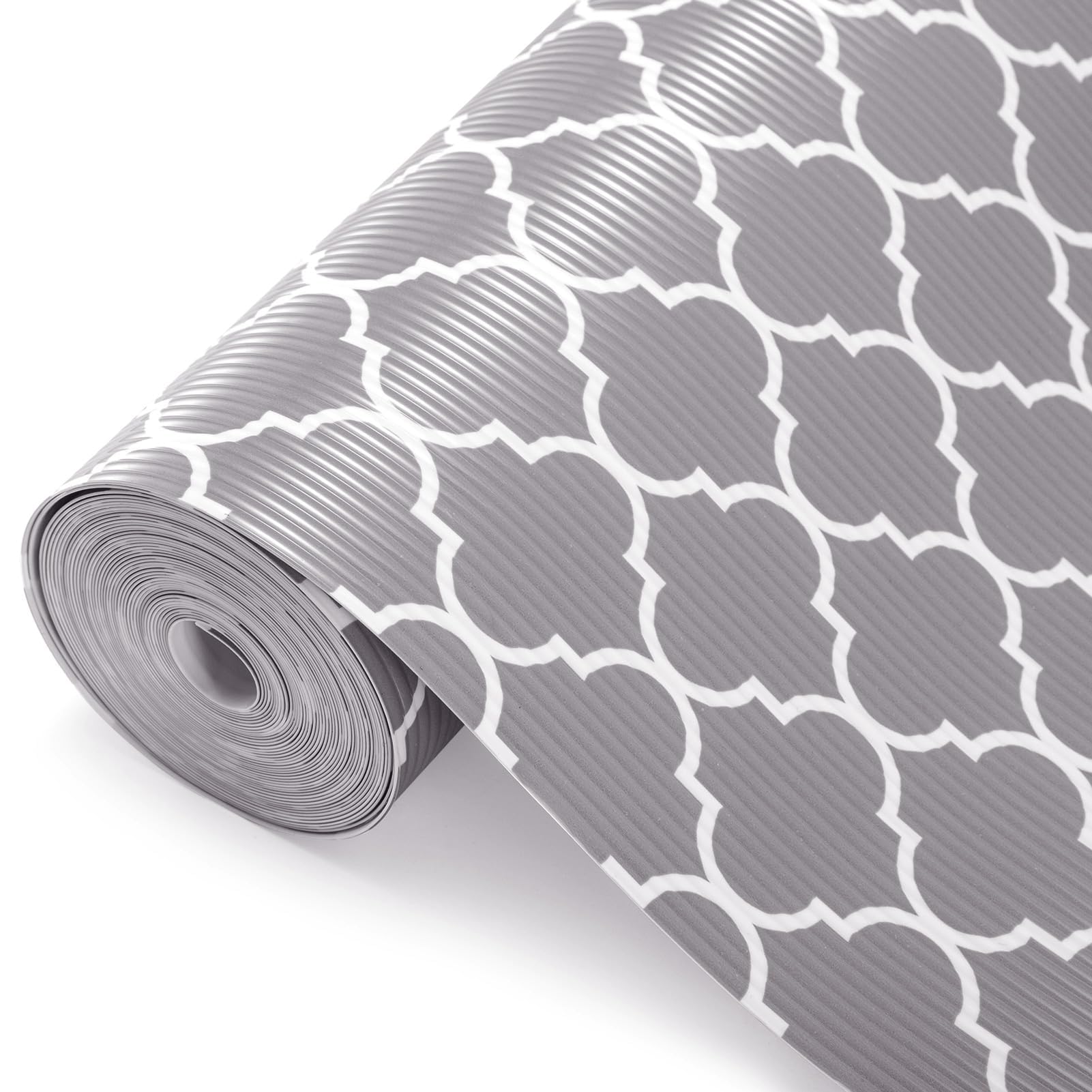 Glotoch Shelf Liner for Kitchen Cabinets Non Adhesive, 12" x20FT(240 Inch) Non Slip Drawer Liners, Waterproof Shelf Paper Closet Liners for Refrigerator Gray
