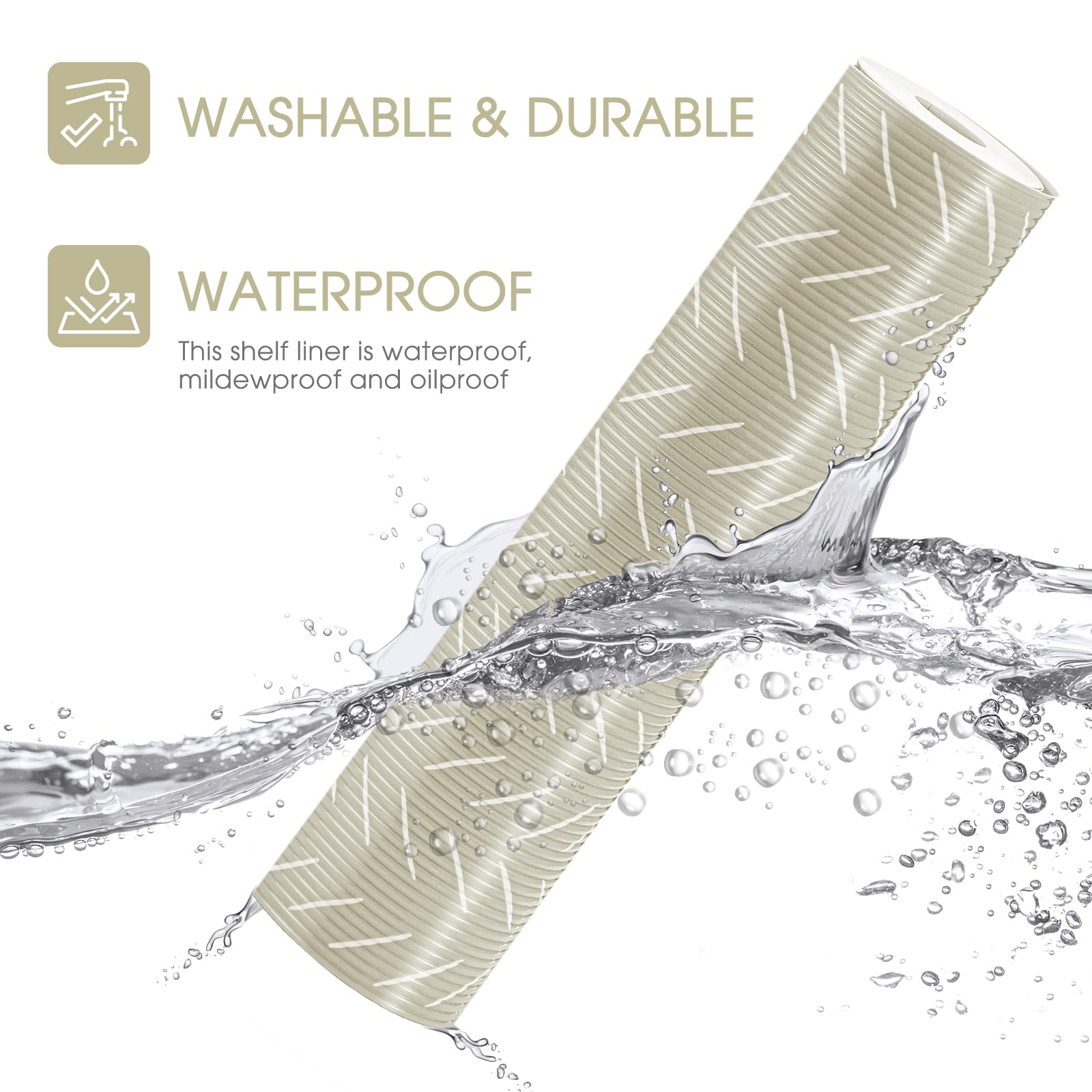 Glotoch Shelf Liner for Kitchen Cabinets Non Adhesive, 12" x20FT(240 Inch) Non Slip Drawer Liners, Waterproof Shelf Paper Closet Liners for Refrigerator Gray