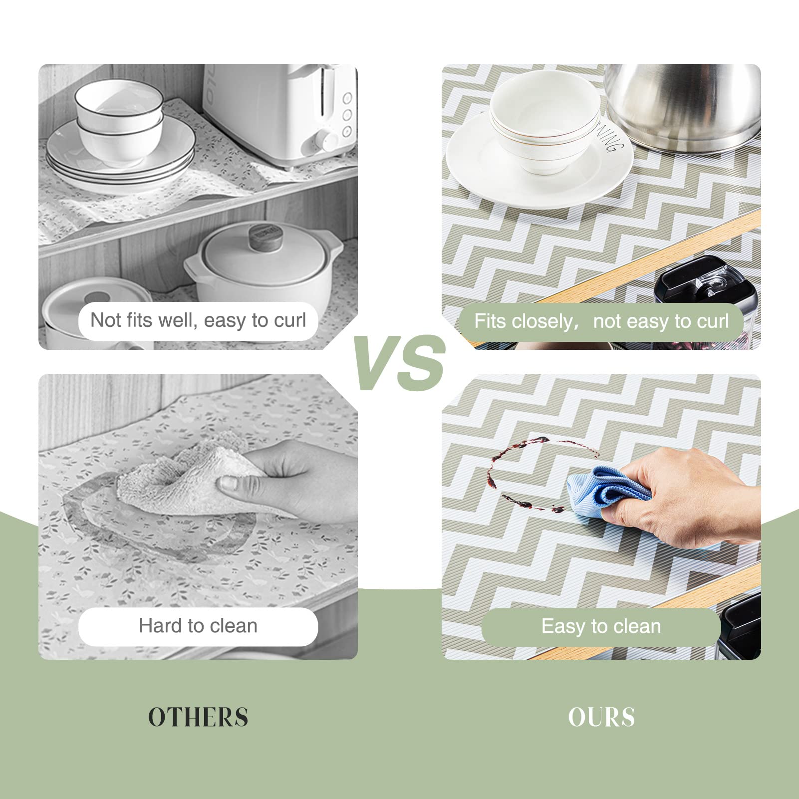 Glotoch Shelf Liner for Kitchen Cabinets Non Adhesive, 12" x20FT(240 Inch) Non Slip Drawer Liners, Waterproof Shelf Paper Closet Liners for Refrigerator Gray