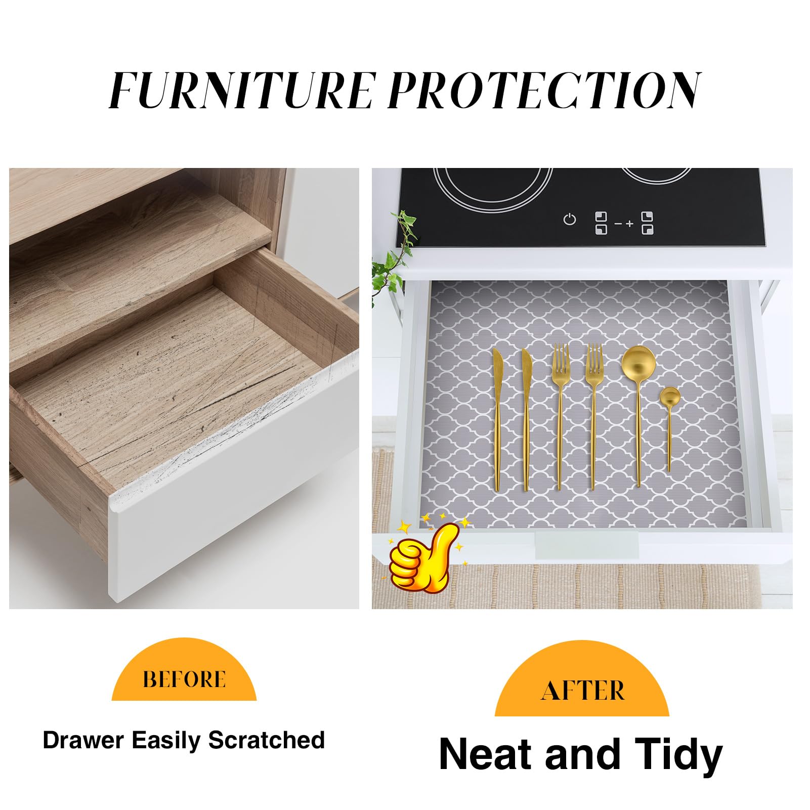 Glotoch Shelf Liner for Kitchen Cabinets Non Adhesive, 12" x20FT(240 Inch) Non Slip Drawer Liners, Waterproof Shelf Paper Closet Liners for Refrigerator Gray