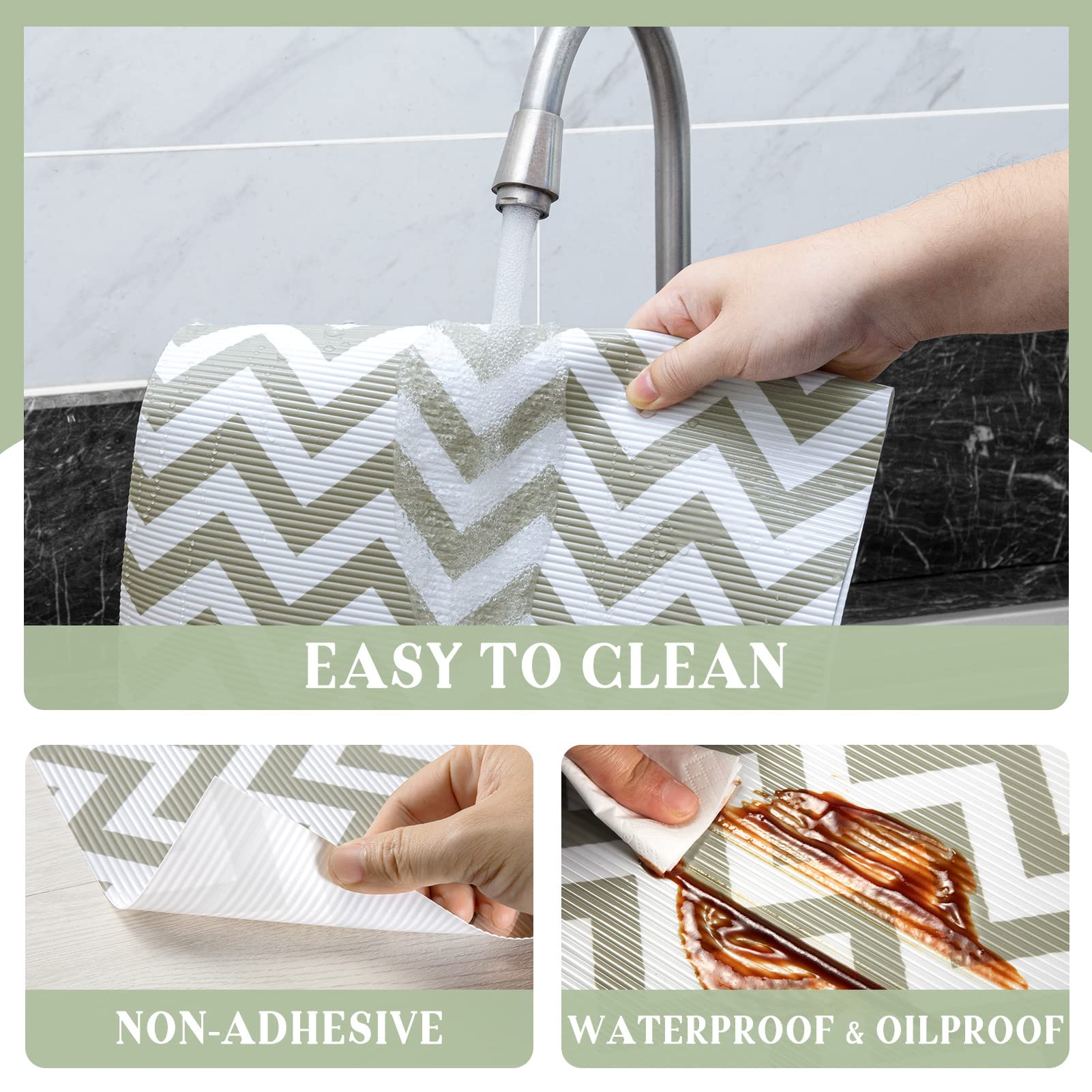 Glotoch Shelf Liner for Kitchen Cabinets Non Adhesive, 12" x20FT(240 Inch) Non Slip Drawer Liners, Waterproof Shelf Paper Closet Liners for Refrigerator Gray