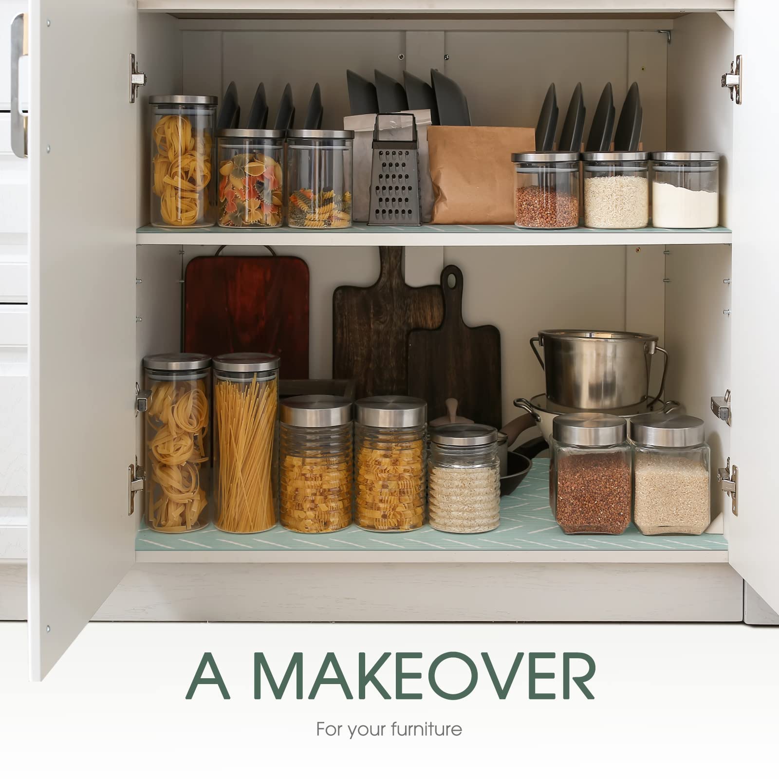 Glotoch Shelf Liner for Kitchen Cabinets Non Adhesive, 12" x20FT(240 Inch) Non Slip Drawer Liners, Waterproof Shelf Paper Closet Liners for Refrigerator Gray