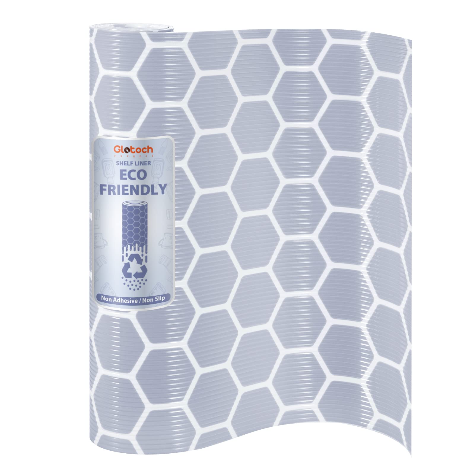 Glotoch Shelf Liner for Kitchen Cabinets Non Adhesive, 12" x20FT(240 Inch) Non Slip Drawer Liners, Waterproof Shelf Paper Closet Liners for Refrigerator Gray