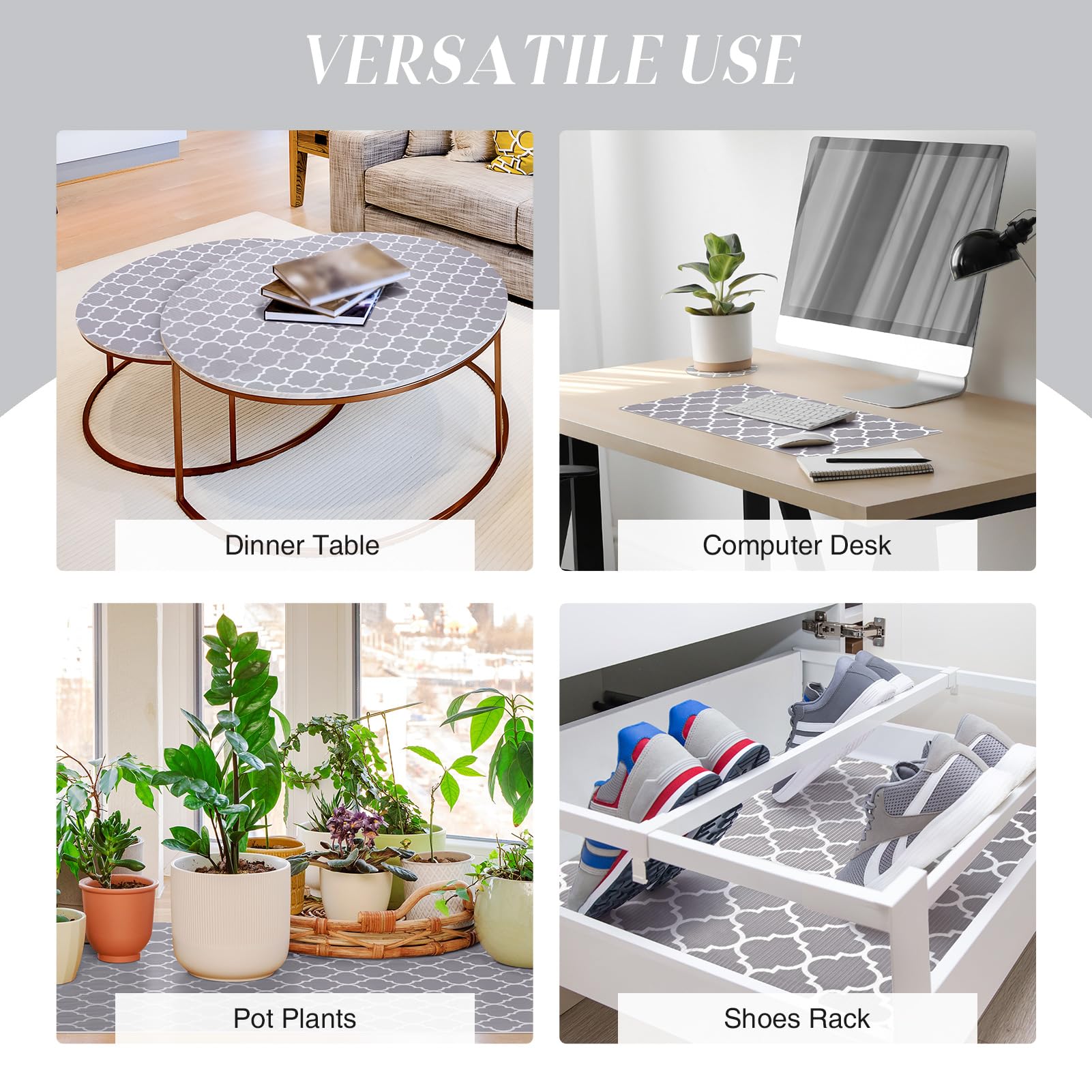 Glotoch Shelf Liner for Kitchen Cabinets Non Adhesive, 12" x20FT(240 Inch) Non Slip Drawer Liners, Waterproof Shelf Paper Closet Liners for Refrigerator Gray