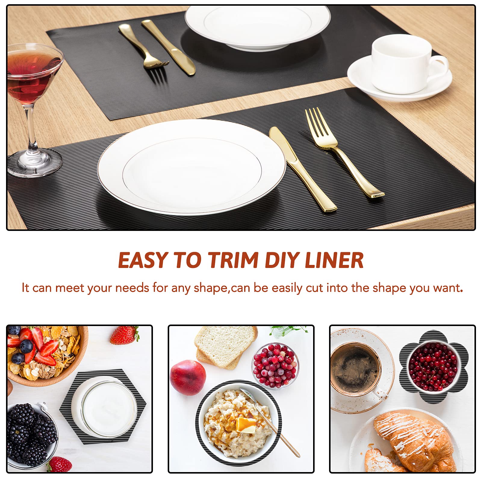 Glotoch Shelf Liner for Kitchen Cabinets Non Adhesive, 12" x20FT(240 Inch) Non Slip Drawer Liners, Waterproof Shelf Paper Closet Liners for Refrigerator Gray