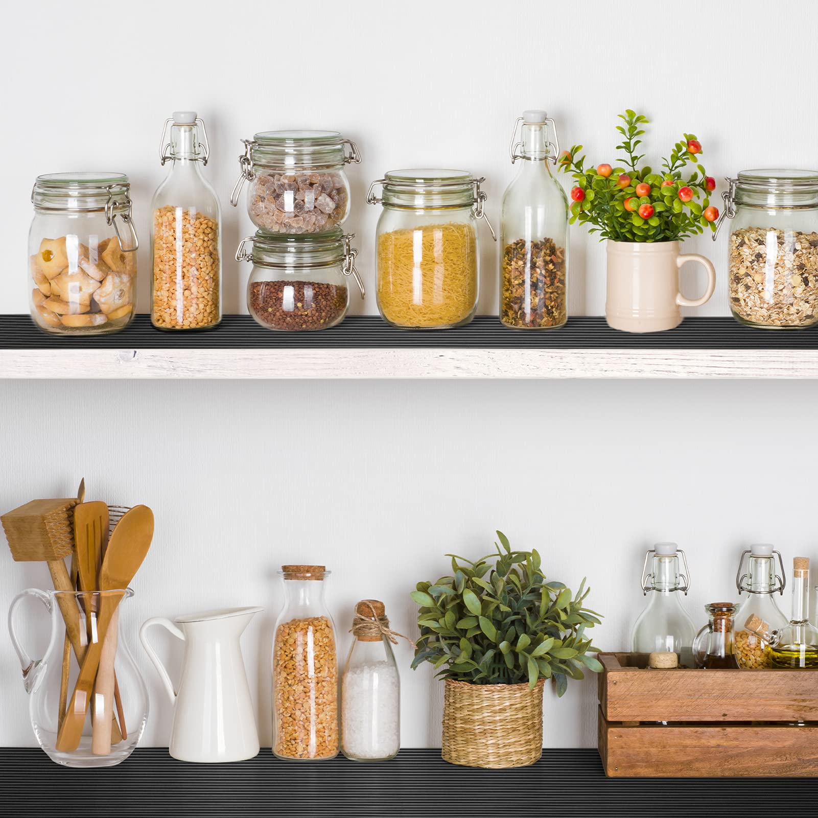 Glotoch Shelf Liner for Kitchen Cabinets Non Adhesive, 12" x20FT(240 Inch) Non Slip Drawer Liners, Waterproof Shelf Paper Closet Liners for Refrigerator Gray