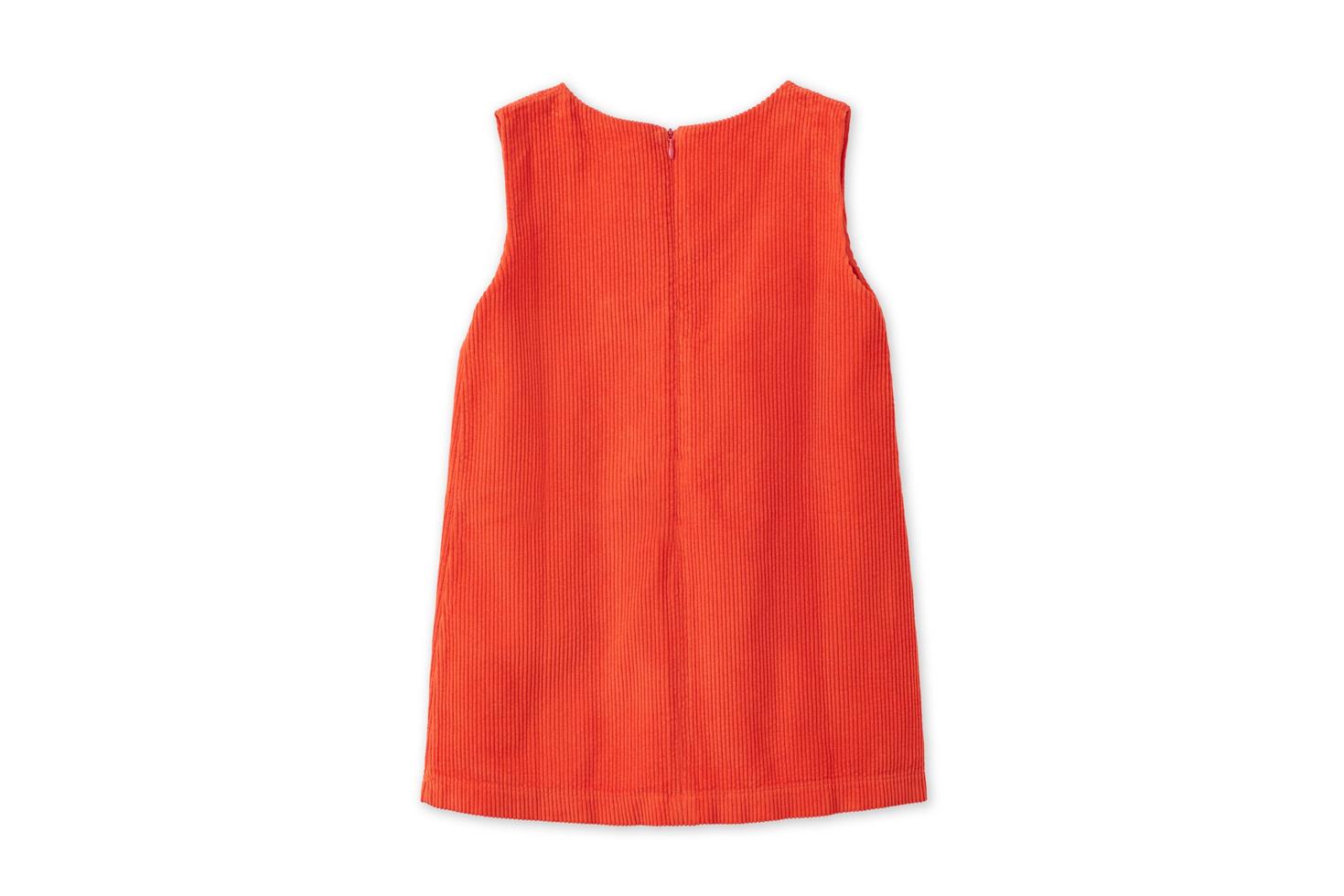 Baby Organic Cotton Corduroy Dress - Dark Coral
