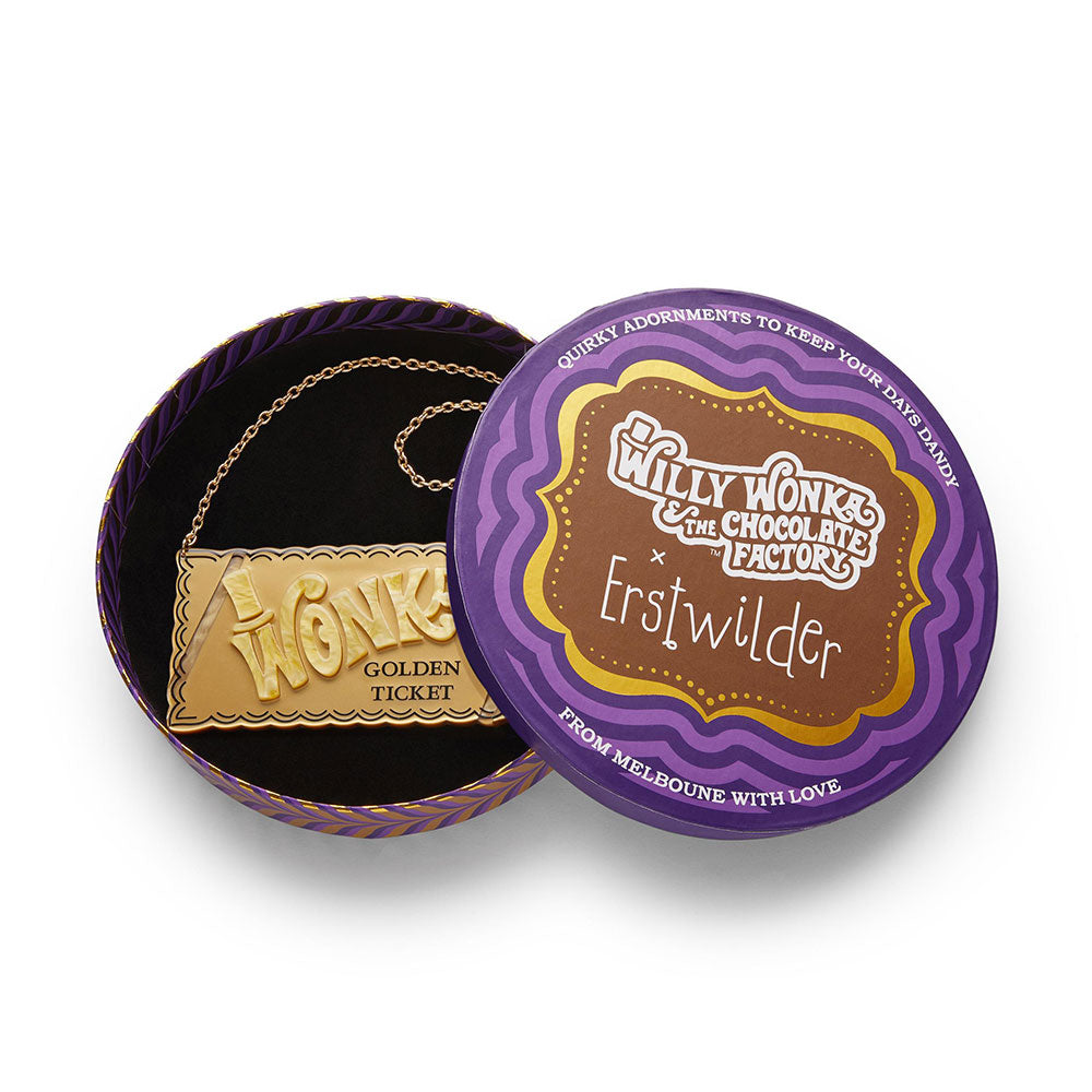 Golden Ticket Willy Wonka Necklace by Erstwilder