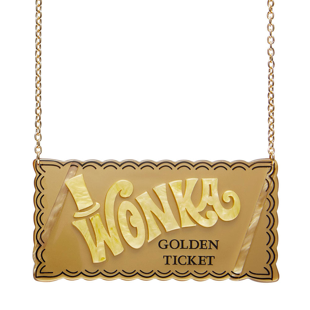 Golden Ticket Willy Wonka Necklace by Erstwilder