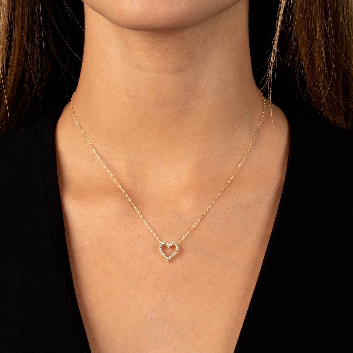  Classic Diamond Heart Necklace 14K - Adina's Jewels