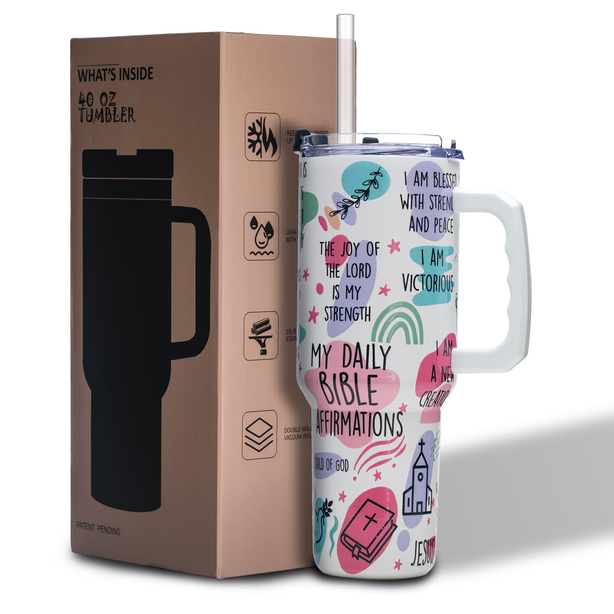 Gome 40oz American Flag & Eagle Tumbler – Patriotic 4th of July Gifts for Men, Veterans & Military, Insulated Stainless Steel Cup with Handle, Lid & Straw, Independence Day Gift for Dad