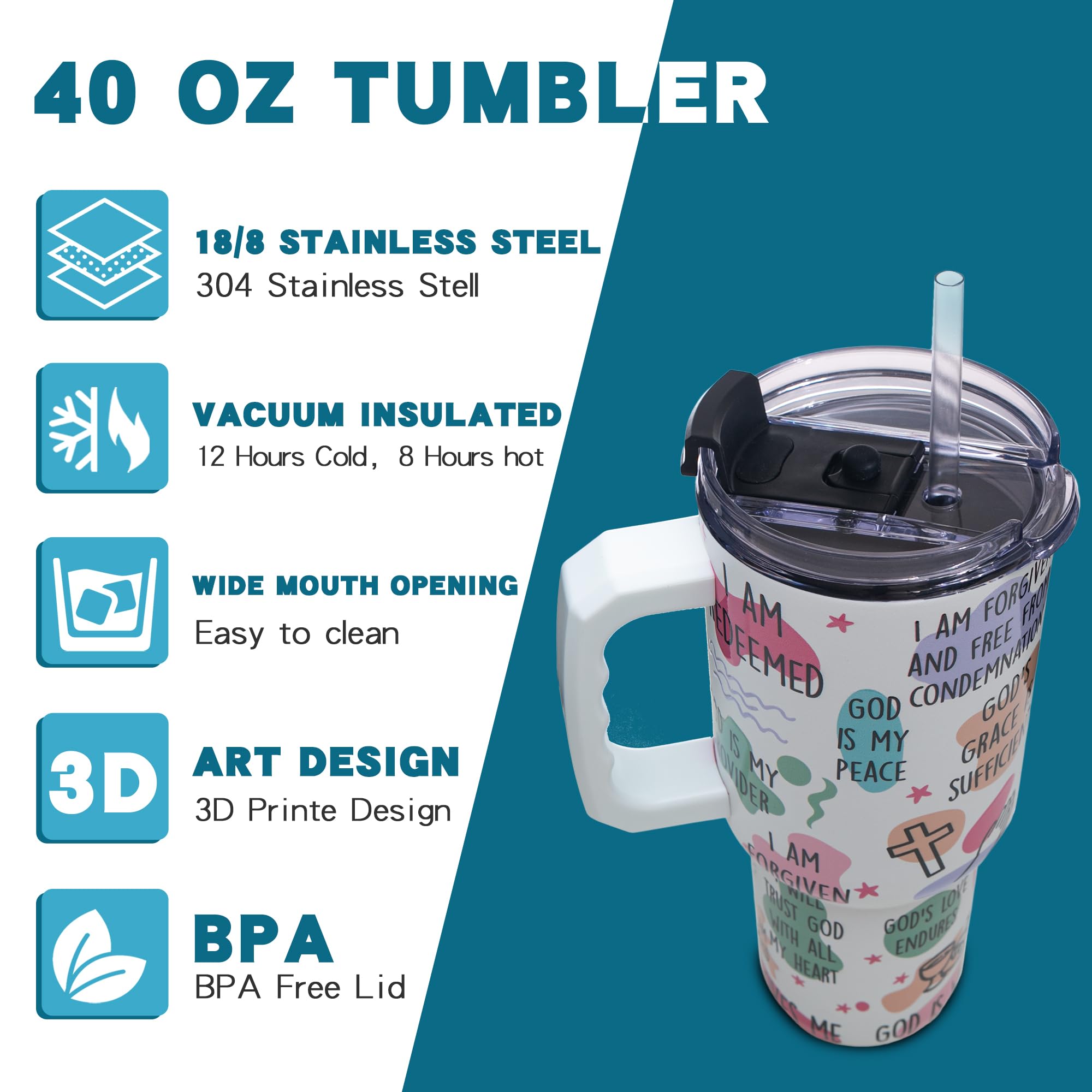 Gome 40oz American Flag & Eagle Tumbler – Patriotic 4th of July Gifts for Men, Veterans & Military, Insulated Stainless Steel Cup with Handle, Lid & Straw, Independence Day Gift for Dad