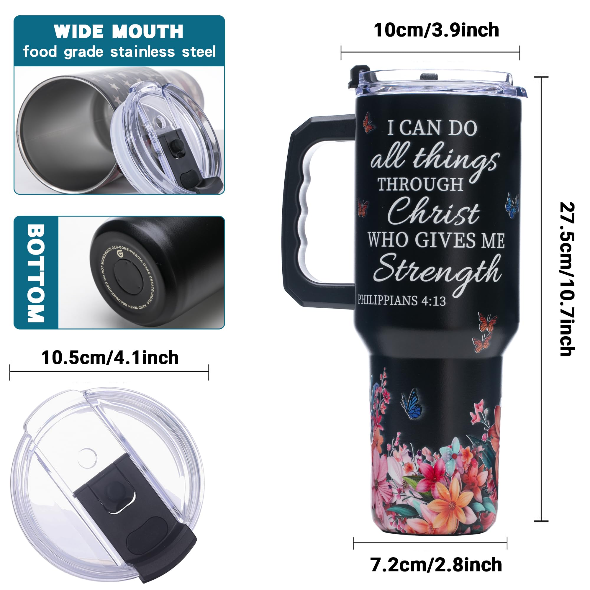 Gome 40oz American Flag & Eagle Tumbler – Patriotic 4th of July Gifts for Men, Veterans & Military, Insulated Stainless Steel Cup with Handle, Lid & Straw, Independence Day Gift for Dad