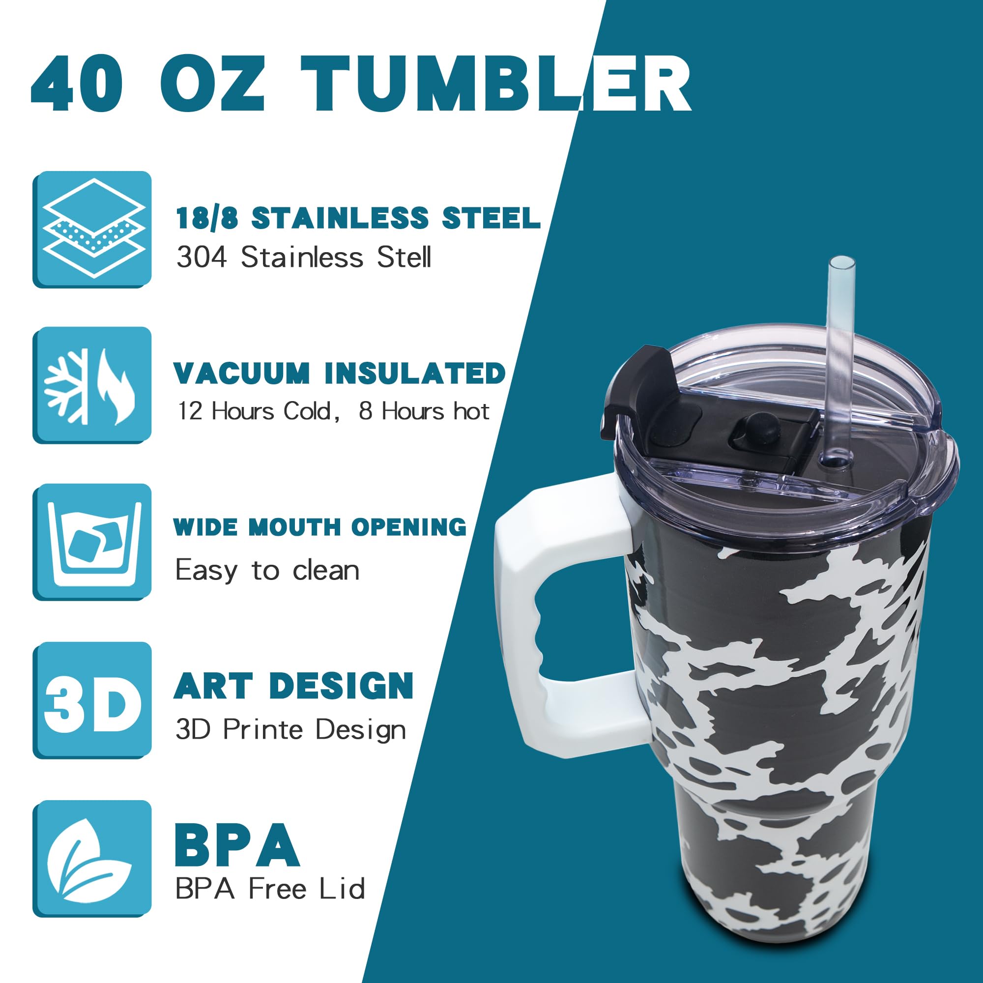 Gome 40oz American Flag & Eagle Tumbler – Patriotic 4th of July Gifts for Men, Veterans & Military, Insulated Stainless Steel Cup with Handle, Lid & Straw, Independence Day Gift for Dad