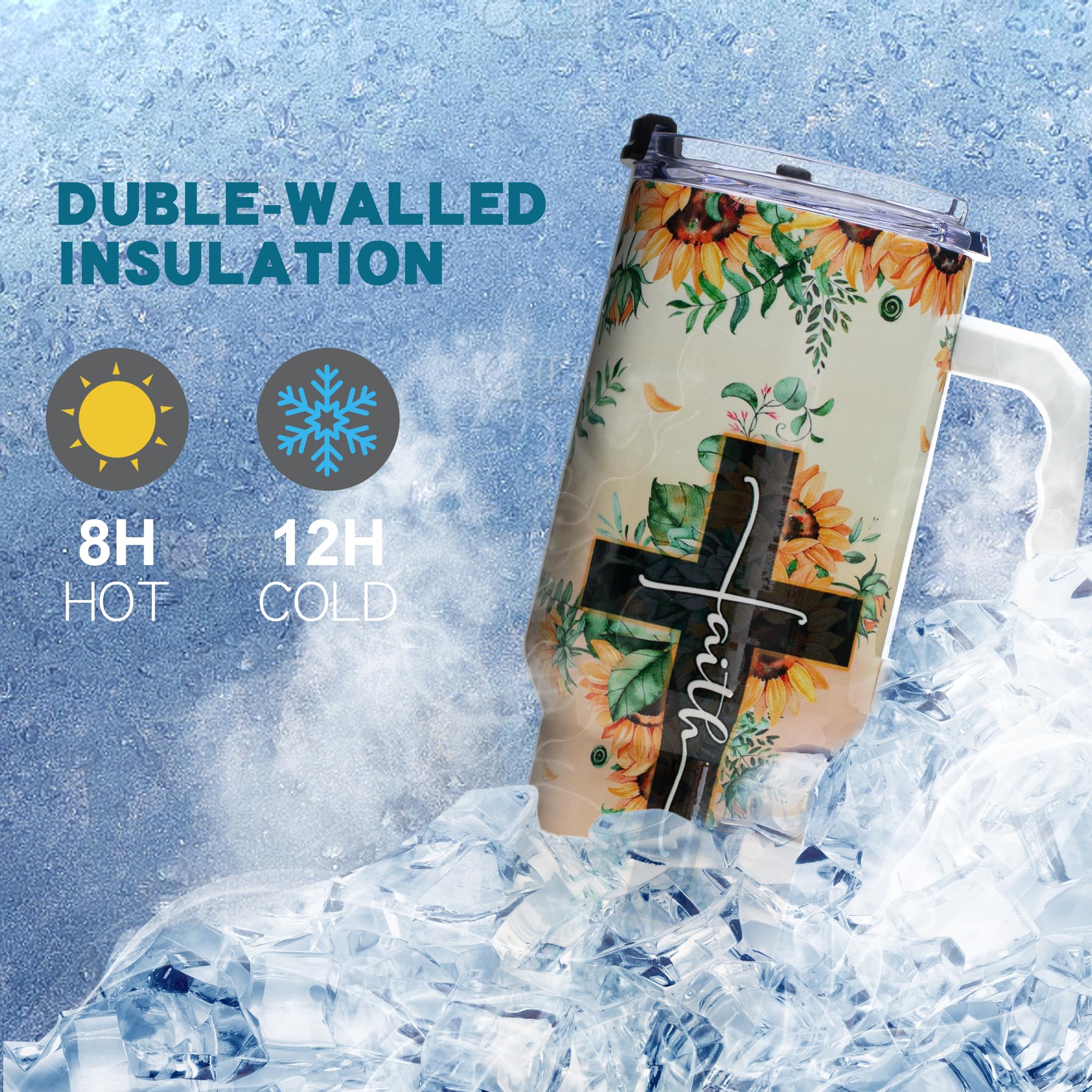 Gome 40oz American Flag & Eagle Tumbler – Patriotic 4th of July Gifts for Men, Veterans & Military, Insulated Stainless Steel Cup with Handle, Lid & Straw, Independence Day Gift for Dad