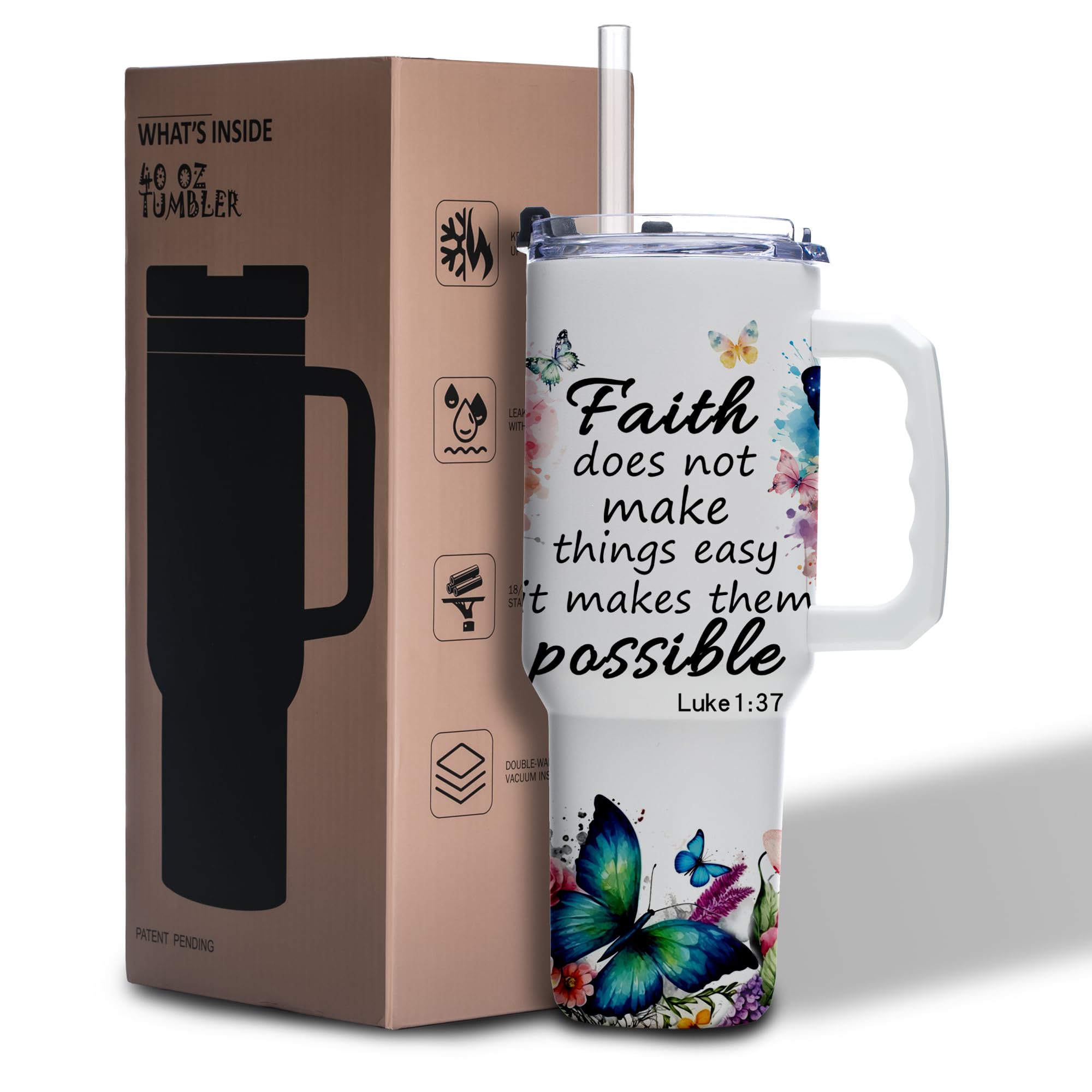 Gome 40oz American Flag & Eagle Tumbler – Patriotic 4th of July Gifts for Men, Veterans & Military, Insulated Stainless Steel Cup with Handle, Lid & Straw, Independence Day Gift for Dad