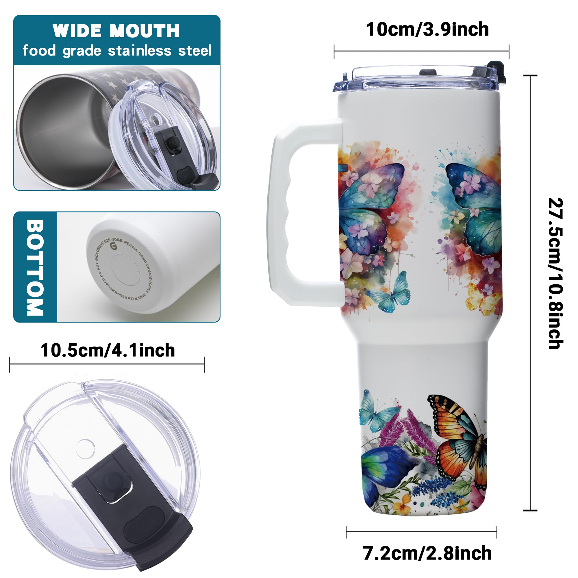 Gome 40oz American Flag & Eagle Tumbler – Patriotic 4th of July Gifts for Men, Veterans & Military, Insulated Stainless Steel Cup with Handle, Lid & Straw, Independence Day Gift for Dad