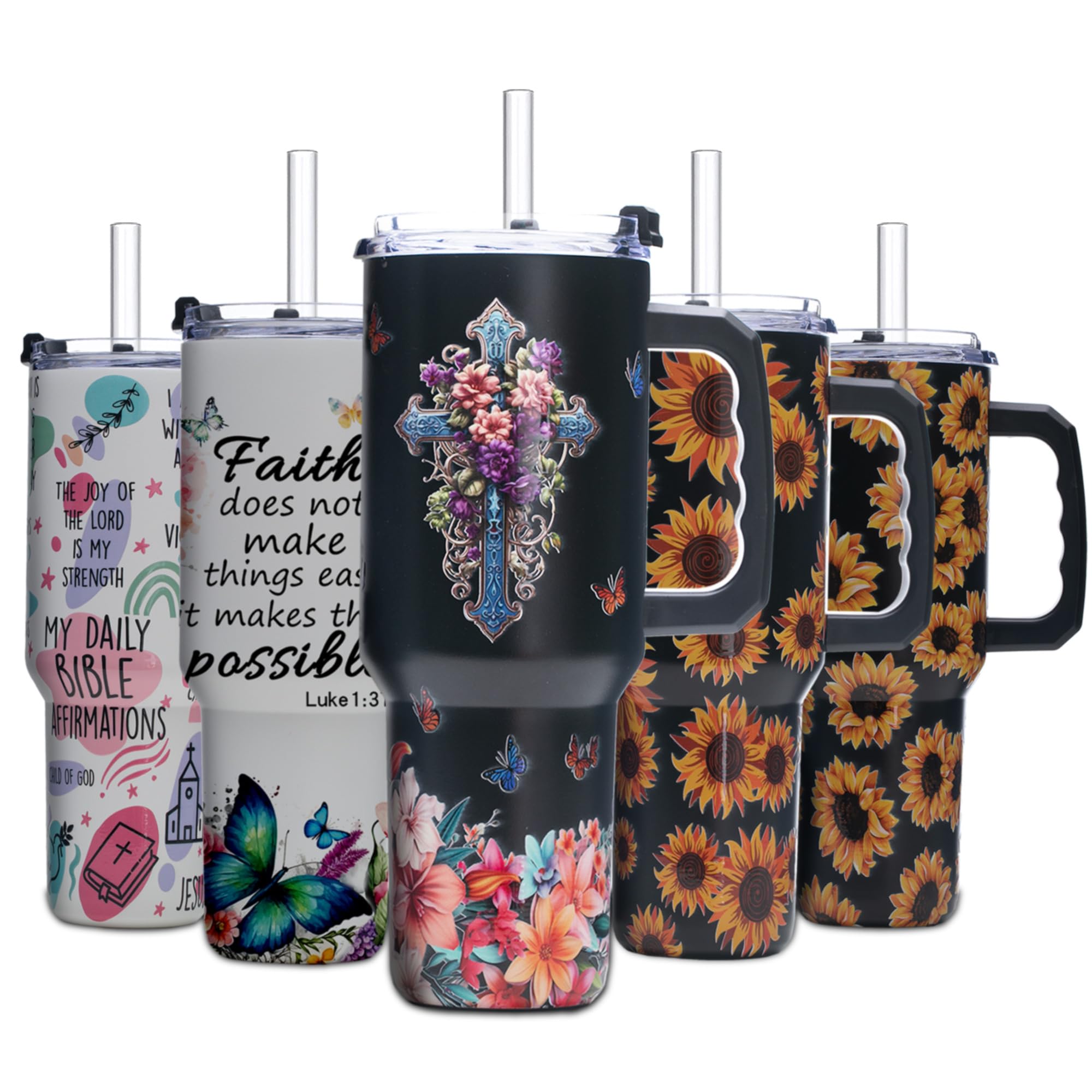 Gome 40oz American Flag & Eagle Tumbler – Patriotic 4th of July Gifts for Men, Veterans & Military, Insulated Stainless Steel Cup with Handle, Lid & Straw, Independence Day Gift for Dad