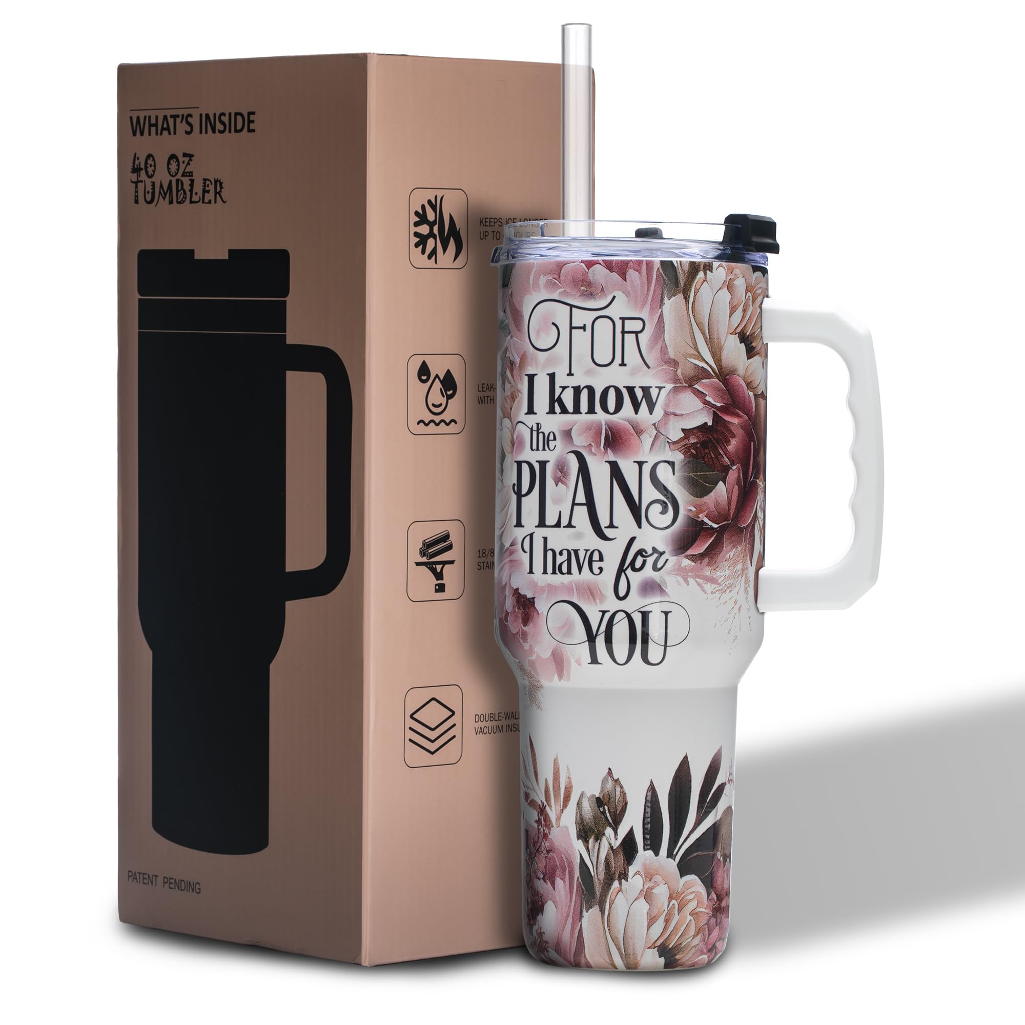 Gome 40oz American Flag & Eagle Tumbler – Patriotic 4th of July Gifts for Men, Veterans & Military, Insulated Stainless Steel Cup with Handle, Lid & Straw, Independence Day Gift for Dad