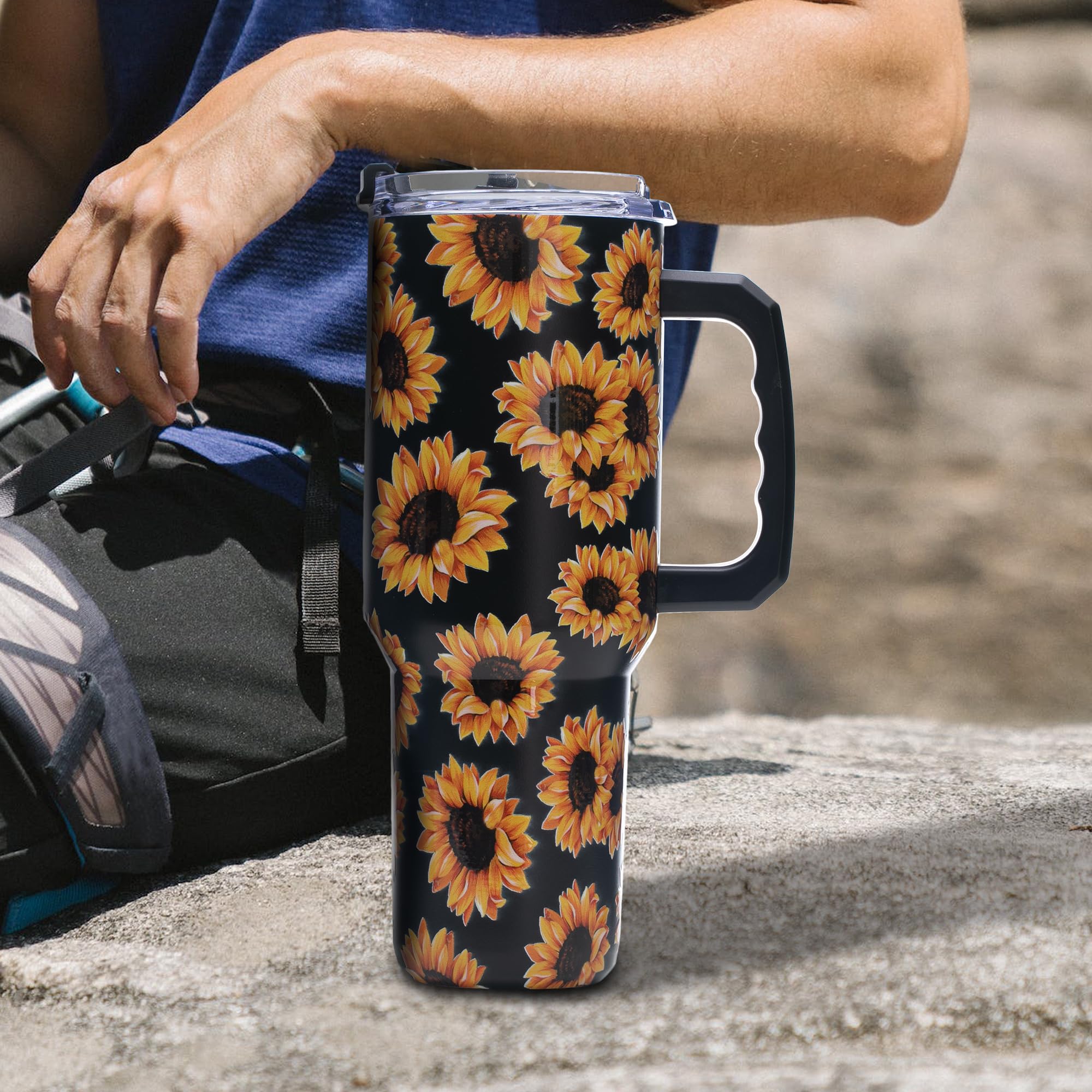 Gome 40oz American Flag & Eagle Tumbler – Patriotic 4th of July Gifts for Men, Veterans & Military, Insulated Stainless Steel Cup with Handle, Lid & Straw, Independence Day Gift for Dad