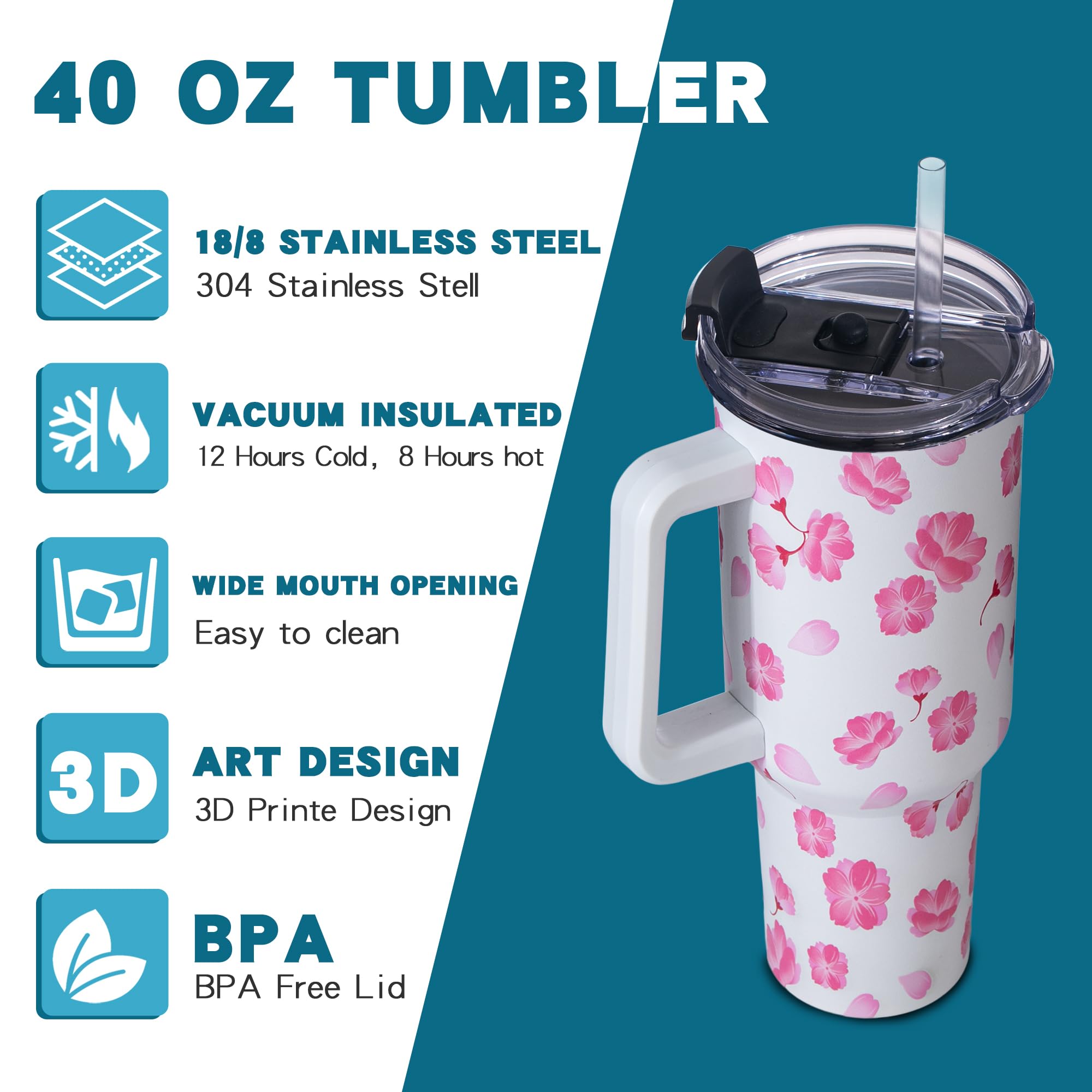 Gome 40oz Neon Gaming Tumbler - Gamer Gifts for Men & Boys - Birthday Gifts for Game Lovers, Boyfriend Insulated Stainless Steel Gamer Cup with Handle