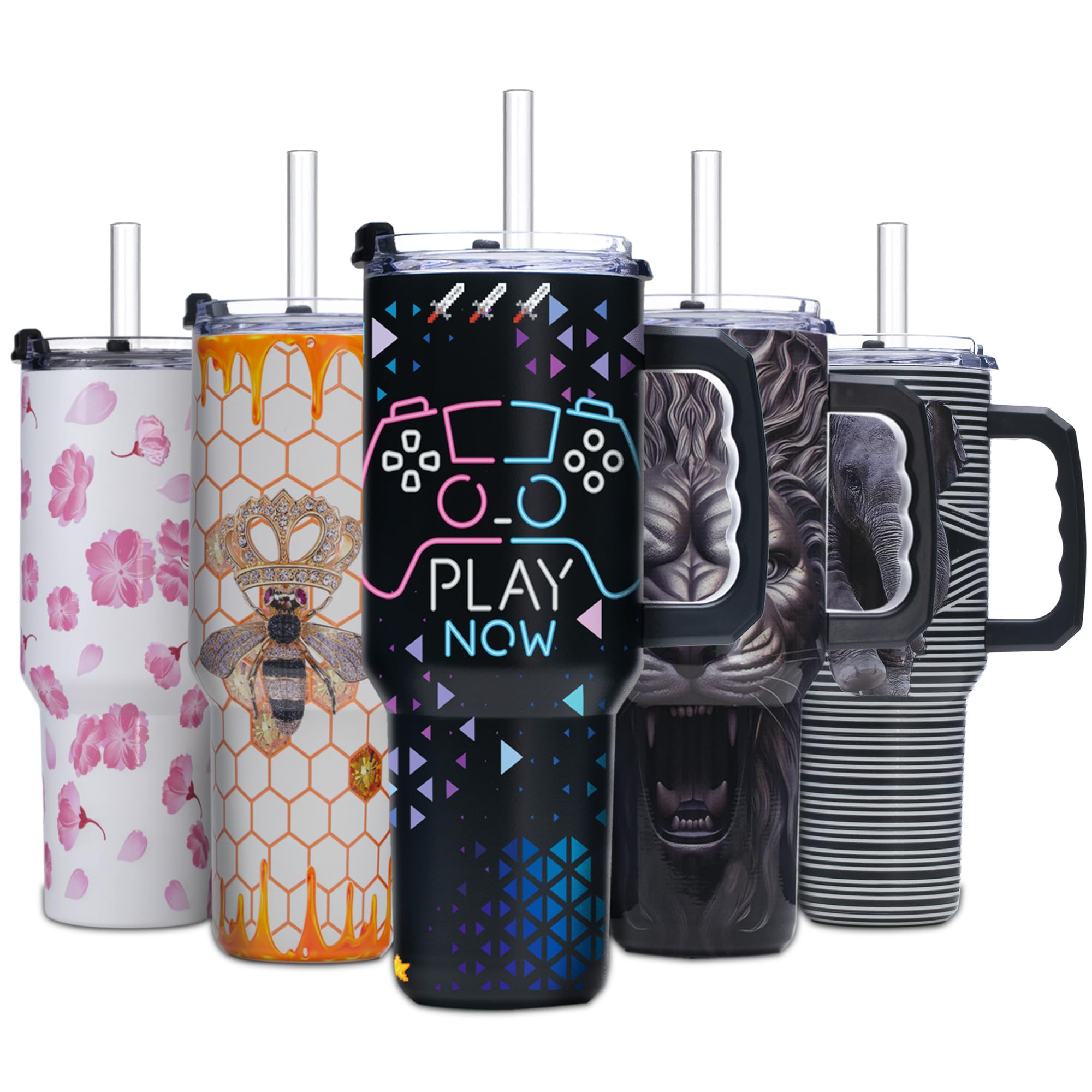 Gome 40oz Neon Gaming Tumbler - Gamer Gifts for Men & Boys - Birthday Gifts for Game Lovers, Boyfriend Insulated Stainless Steel Gamer Cup with Handle