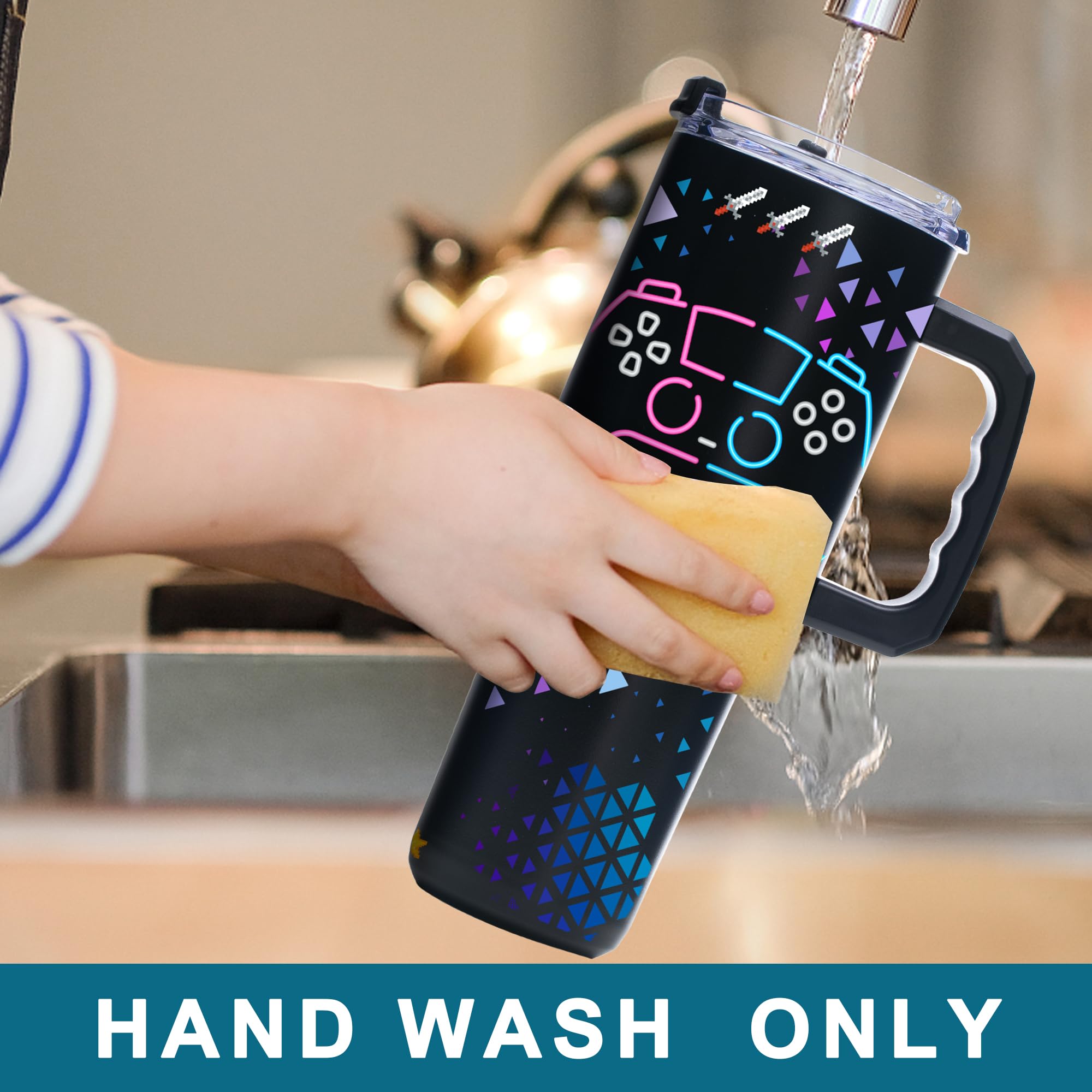 Gome 40oz Neon Gaming Tumbler - Gamer Gifts for Men & Boys - Birthday Gifts for Game Lovers, Boyfriend Insulated Stainless Steel Gamer Cup with Handle