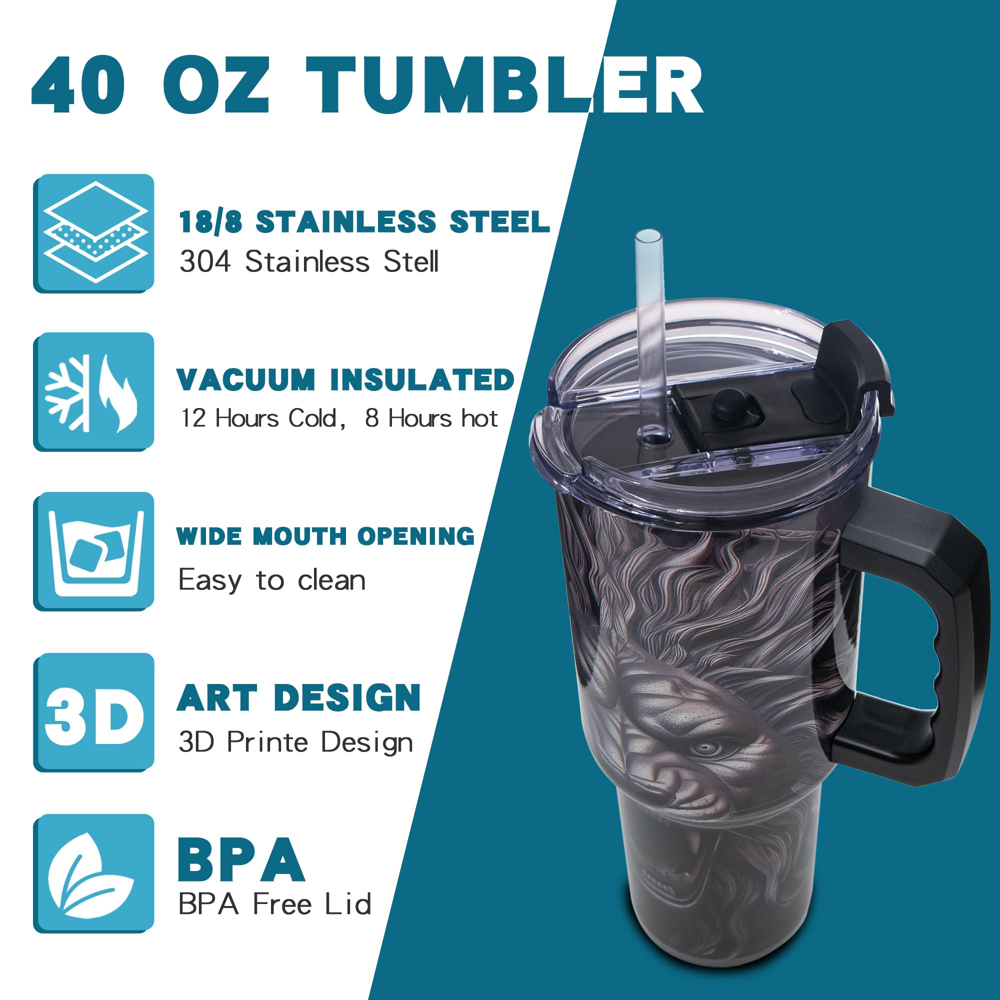 Gome 40oz Neon Gaming Tumbler - Gamer Gifts for Men & Boys - Birthday Gifts for Game Lovers, Boyfriend Insulated Stainless Steel Gamer Cup with Handle