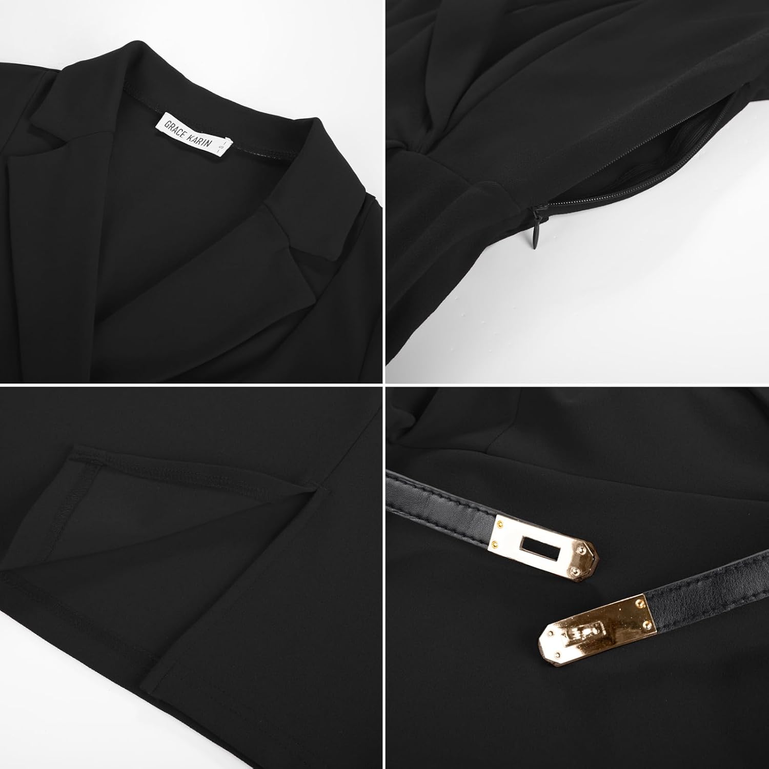 GRACE KARIN Women's Bodycon Work Dress 3/4 Sleeve Church Teacher Business Office Wear to Work Sheath Suit Dresses with Belt