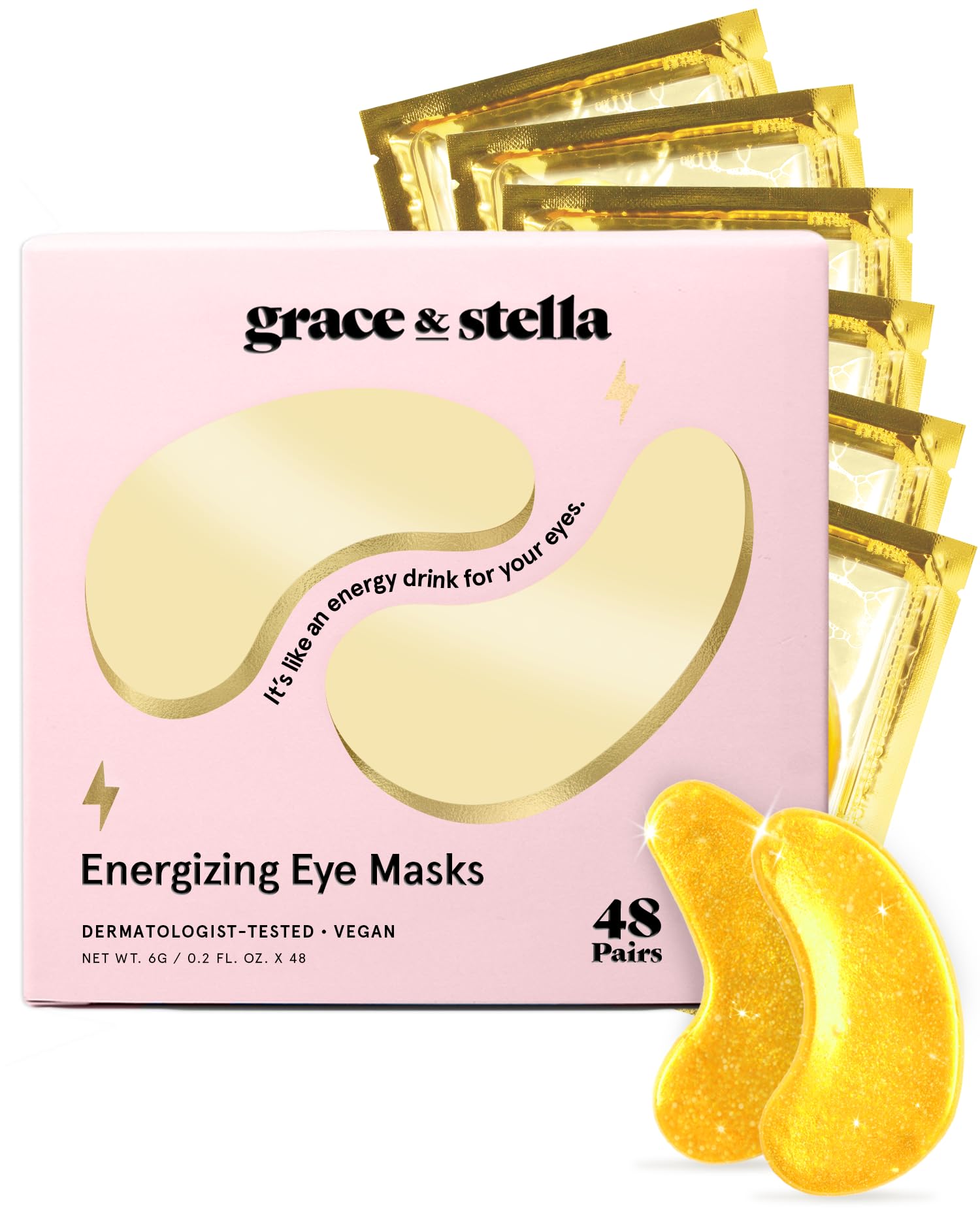 grace & stella Award Winning Under Eye Mask - Travel Essentials - Birthday Gifts for Women - Gel Eye Patches for Dark Circles, Puffy Eyes, Wrinkles, Undereye Bags - Vegan - Self Care (24 Pairs, Gold)