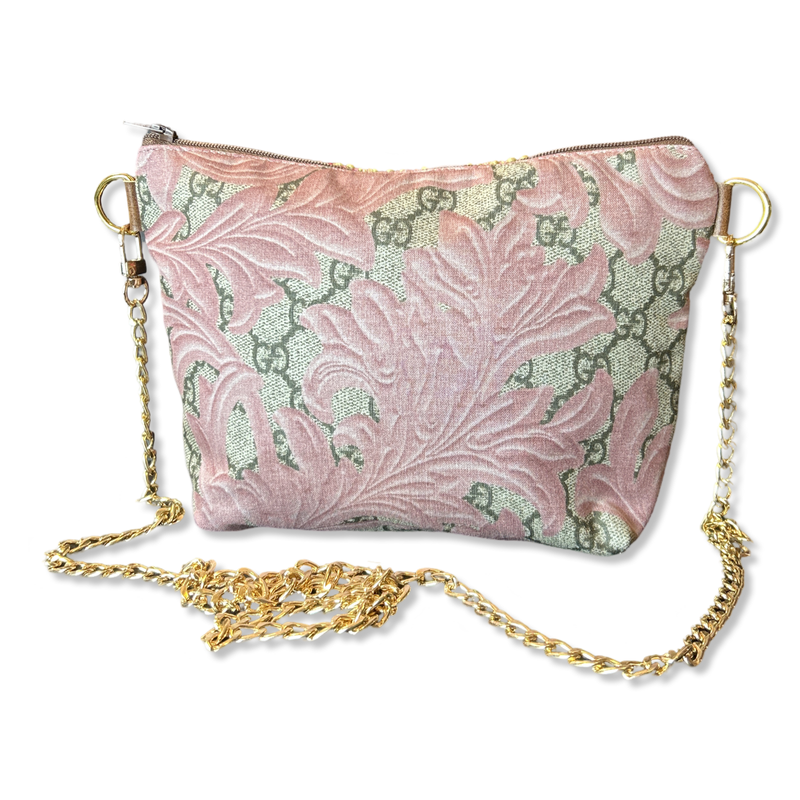 GG Logo Arabesque Pink Vintage Silk Scarf Crossbody Bag