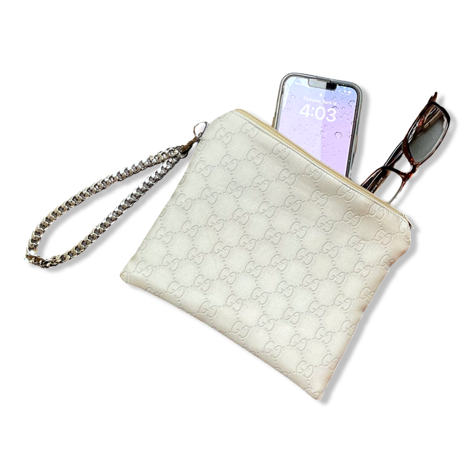 GG Monogram Vintage Silk Scarf Wristlet Bag