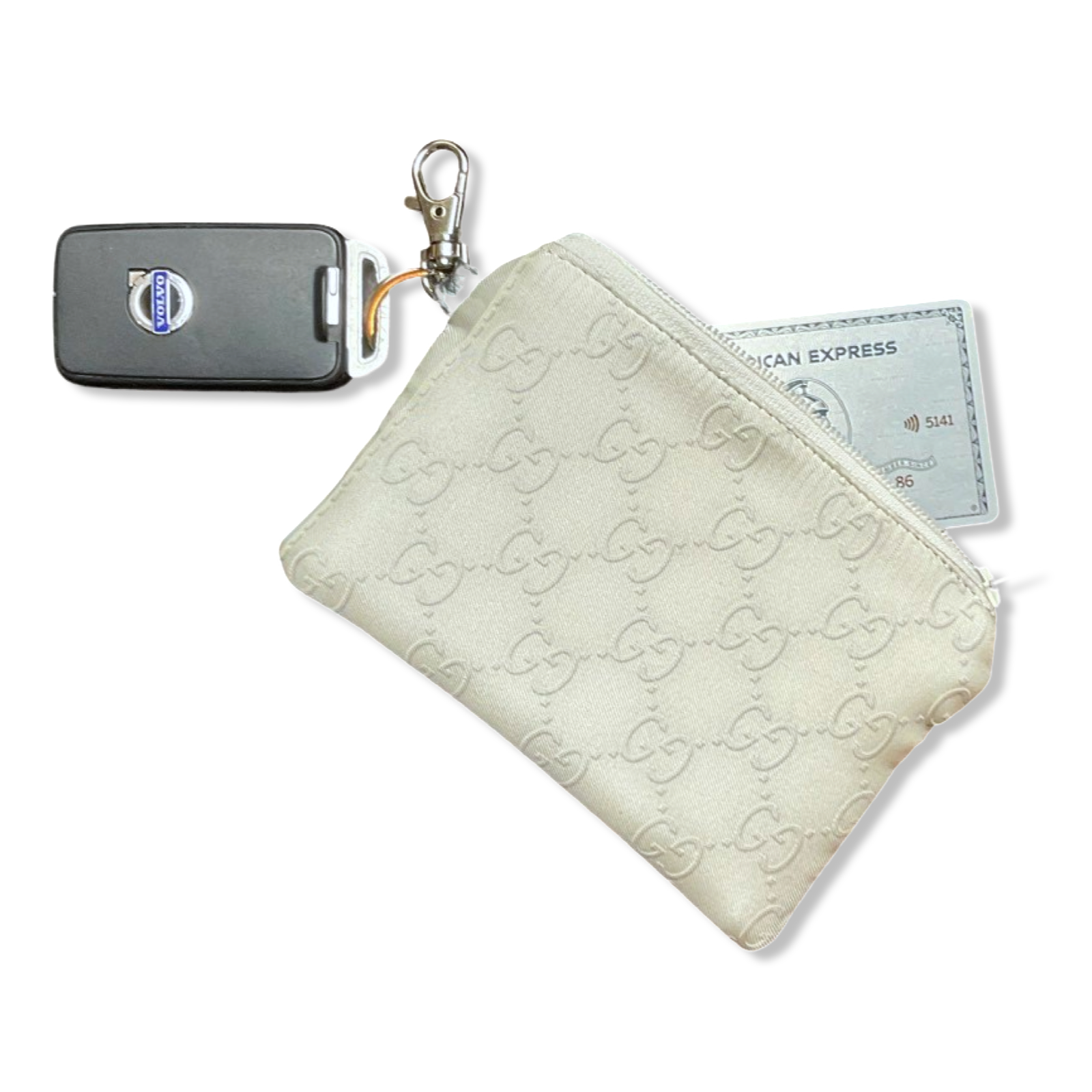 GG Mongoram Vintage Silk Scarf Coffee Run Keychain Bag