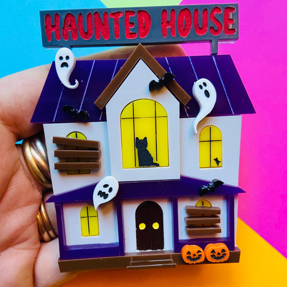 Creepy Funfair Collection - Haunted House Acrylic Brooch by Makokot Design