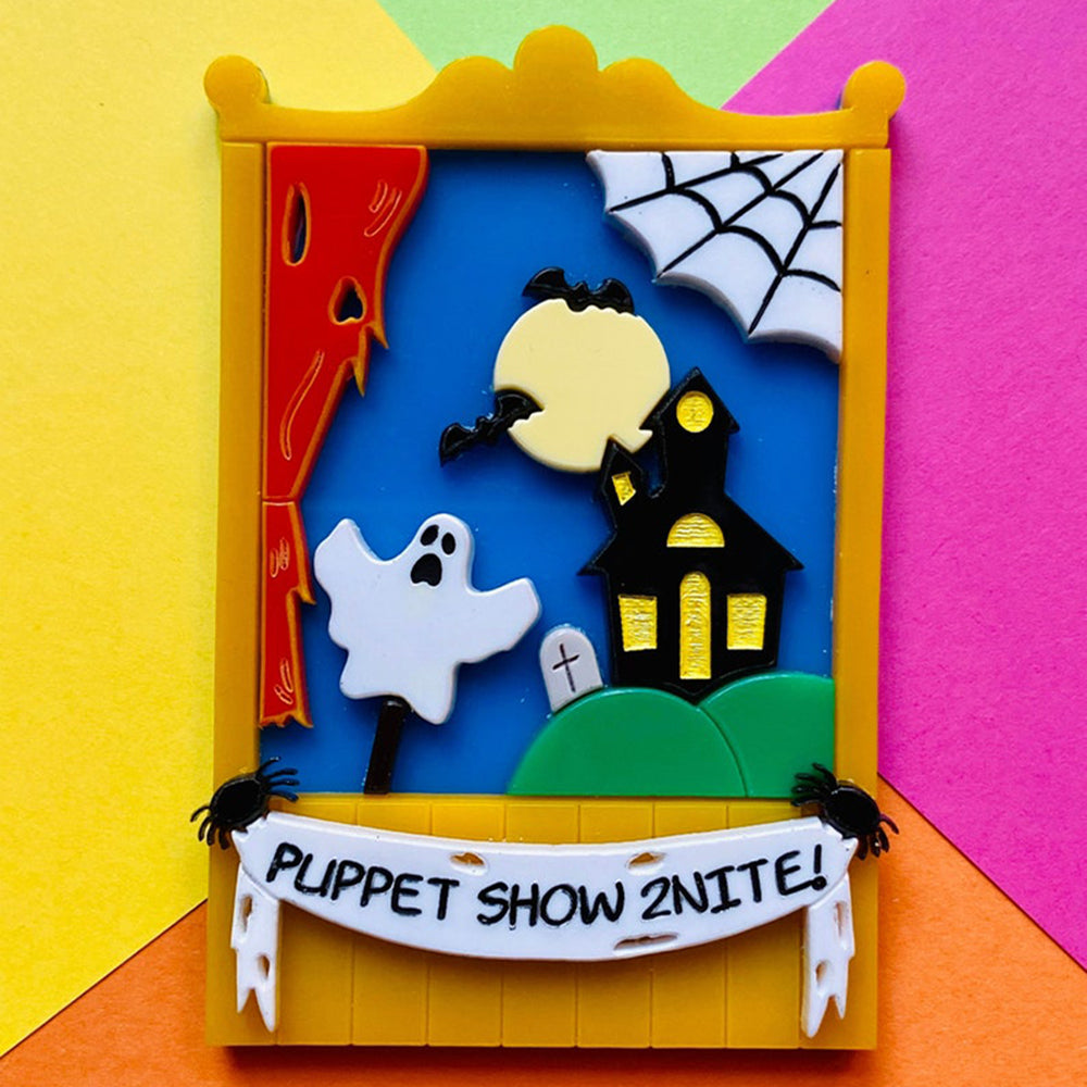 Creepy Funfair Collection - Scary Puppet Show Acrylic Brooch by Makokot Design