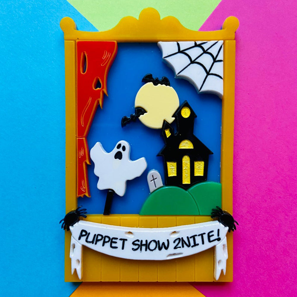 Creepy Funfair Collection - Scary Puppet Show Acrylic Brooch by Makokot Design