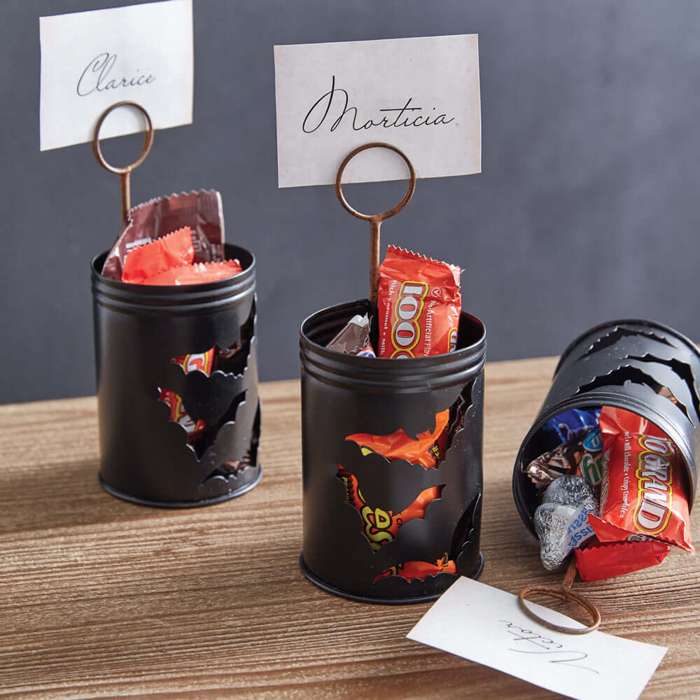 Halloween Bats Metal Luminary Place Card Holder