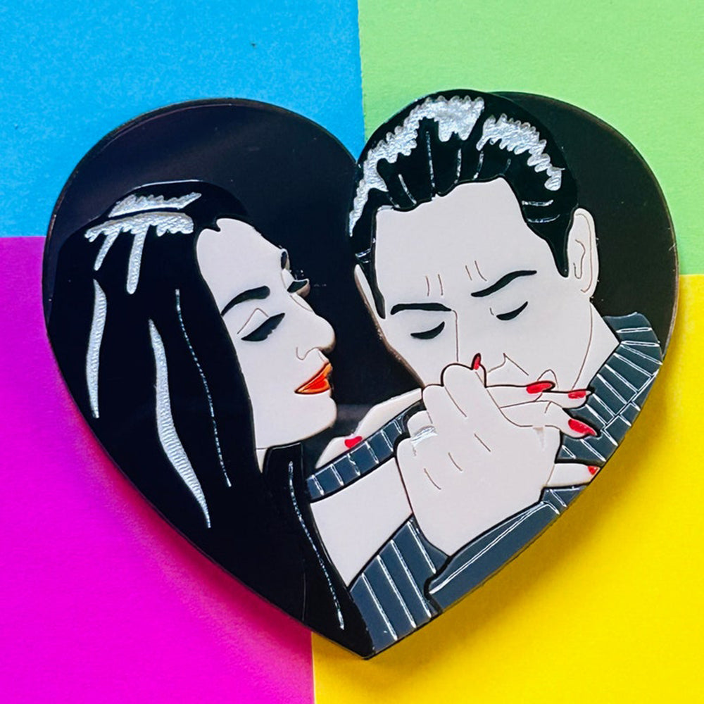 Heart Shaped Gothic Love Acrylic Brooch by Makokot Design
