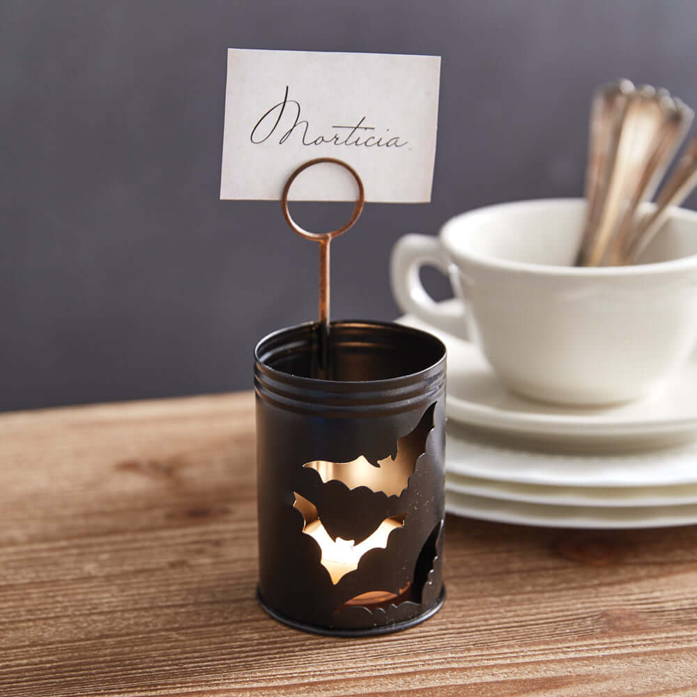 Halloween Bats Metal Luminary Place Card Holder