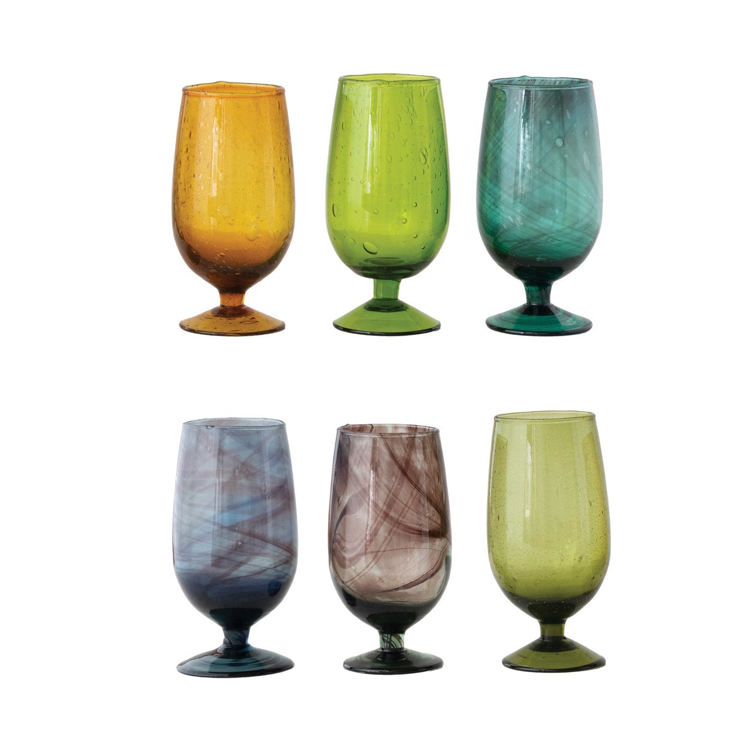 Hand-Blown Stemmed Drinking Wine Glass | 6 Colors