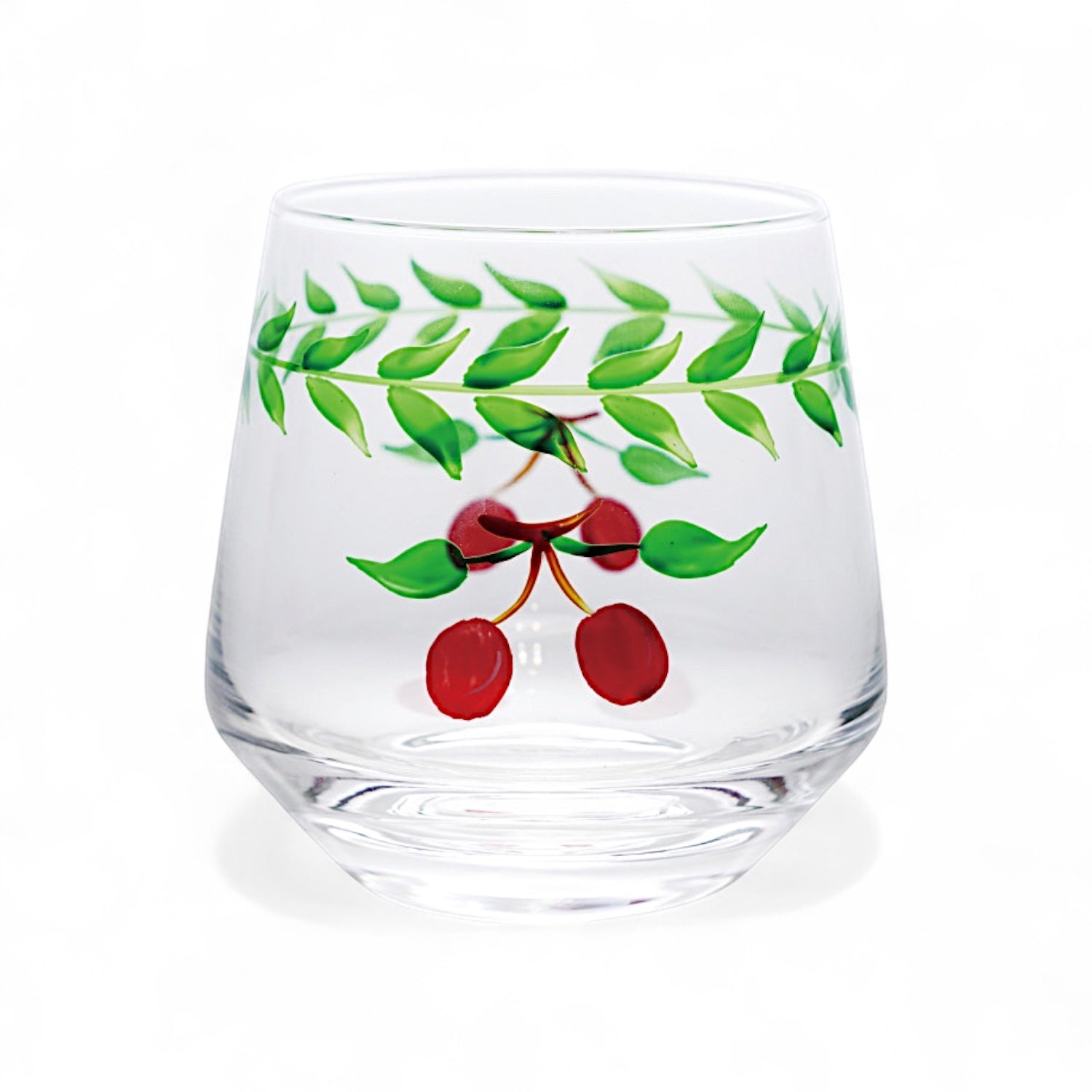 Hand-Painted Cherry Drinking Glass