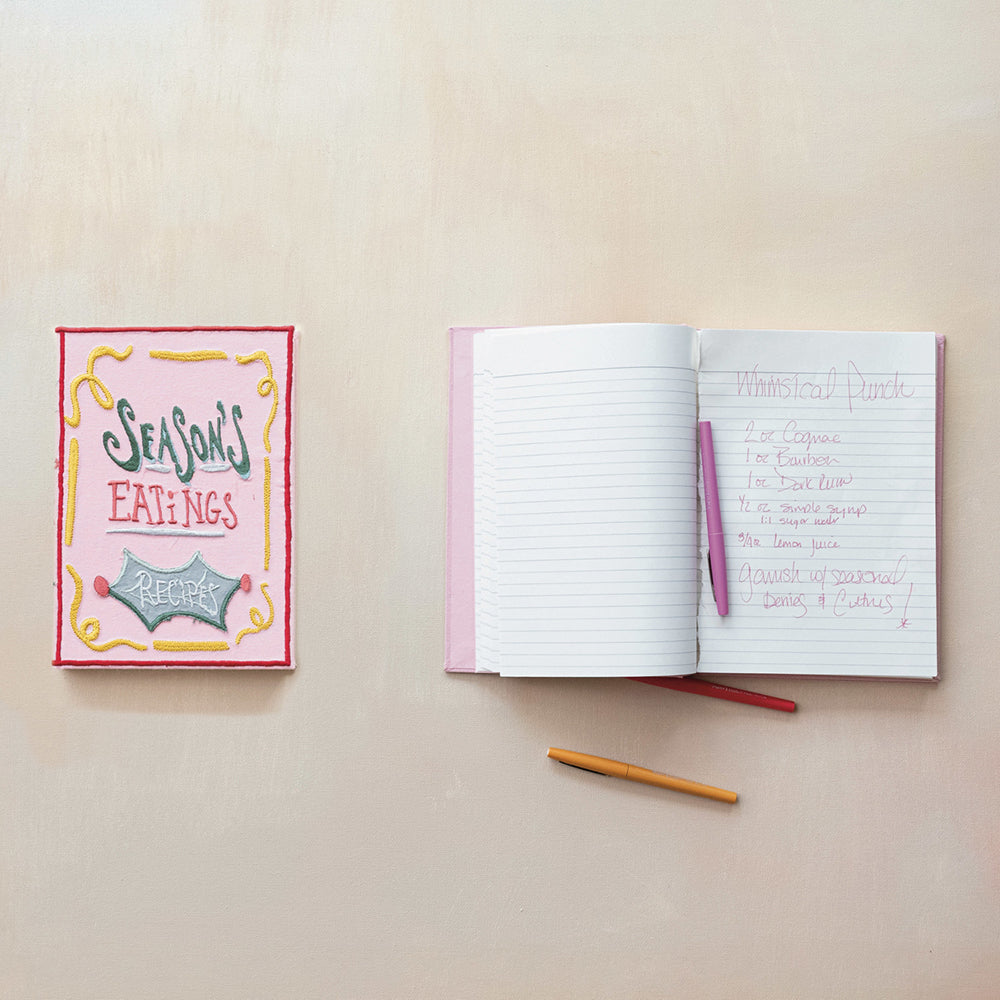 Season's Eatings Handmade Embroidered Fabric Recipe Book